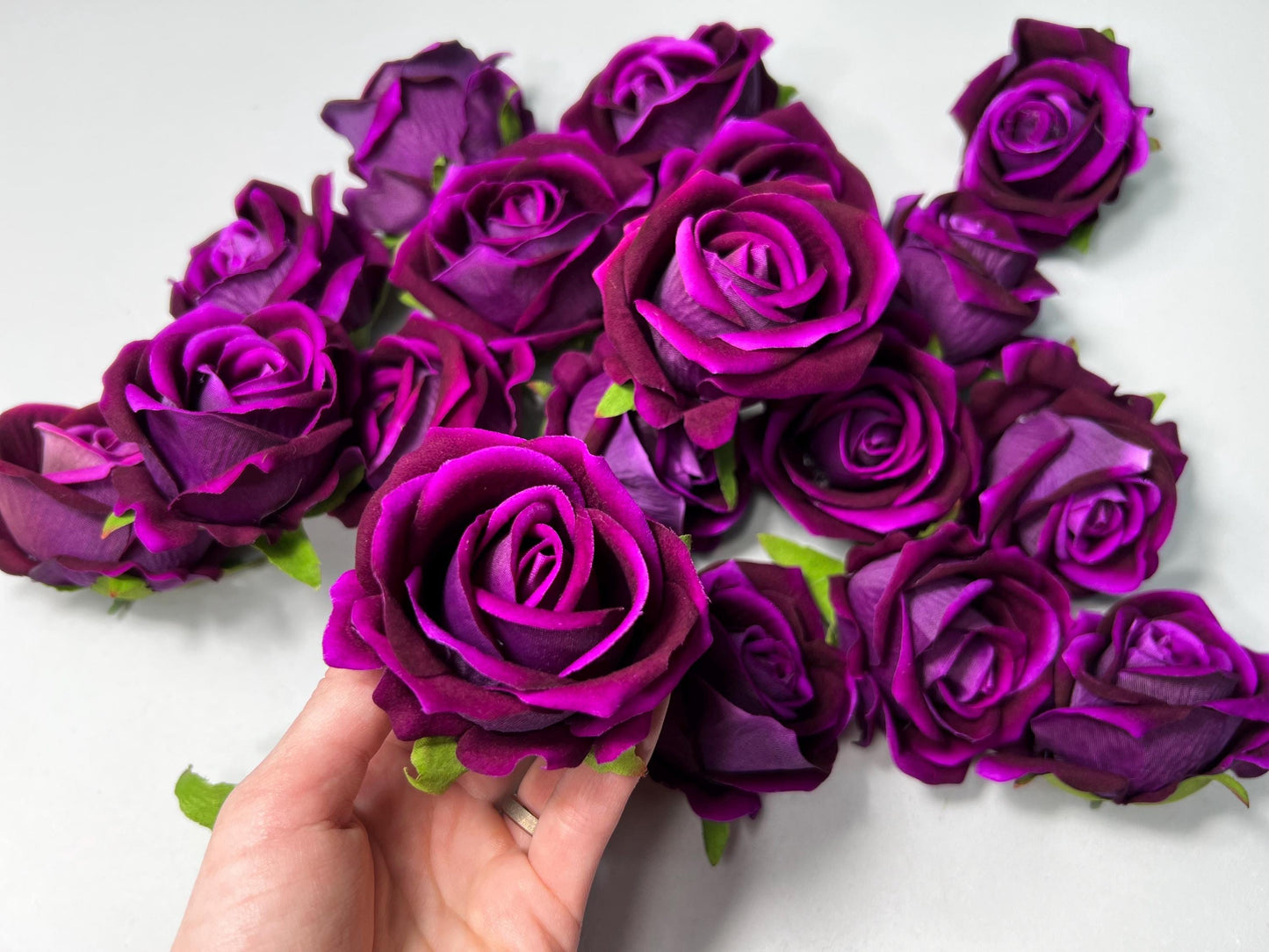 Purple Rose Heads Wedding Artificial Purple 2.5” Magenta Flower Head Heads Dark Purple Craft Supplies Wedding Magenta Roses Head Home Decor
