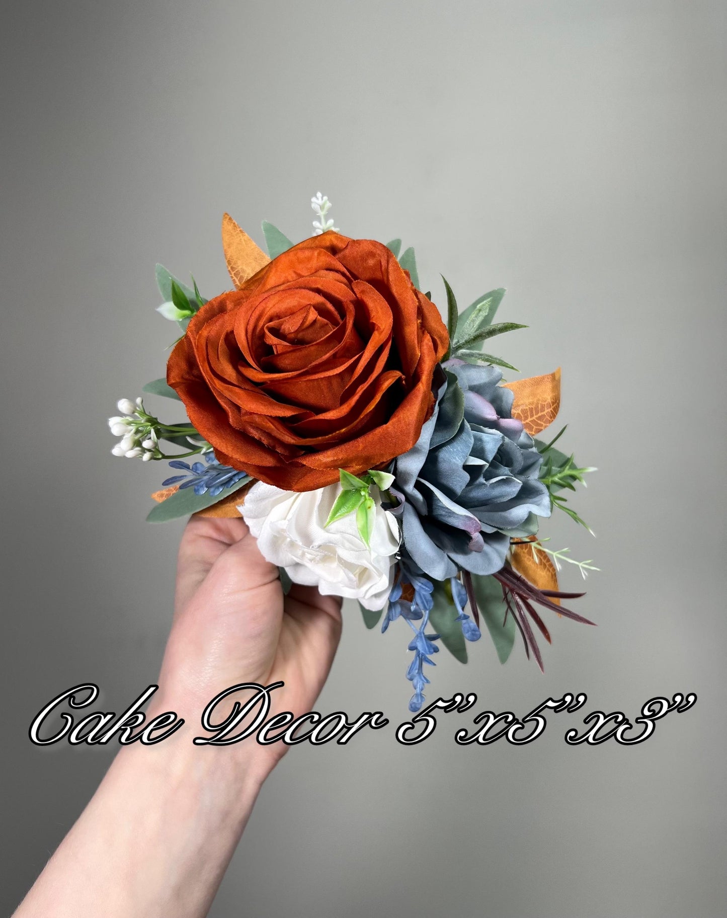 Terracotta Dusty Blue Cake Flower Decoration Wedding Rust Blue Cake Topper Burnt Orange Dusty Blue Cake Decoration Flower Artificial Topper