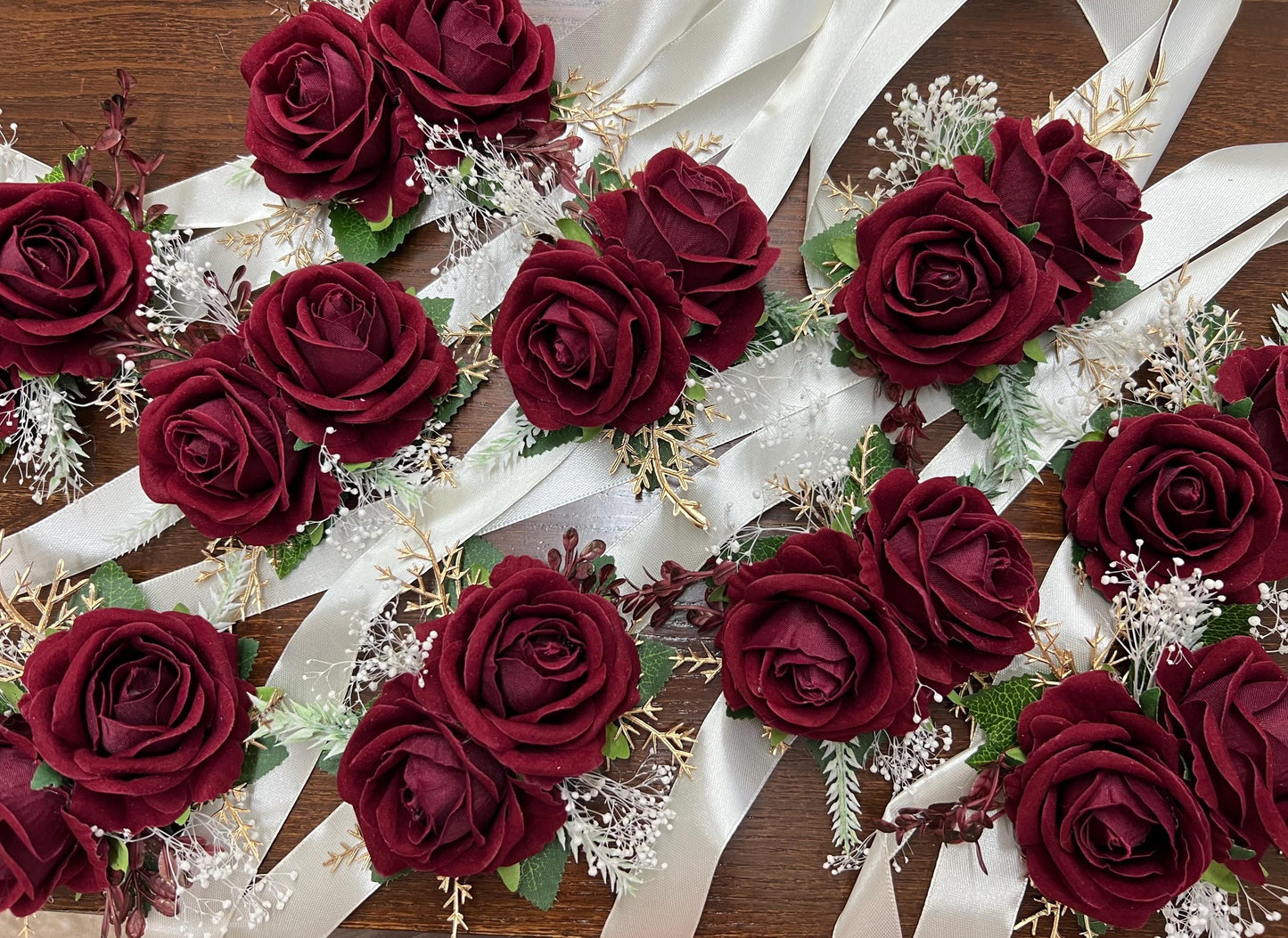 Burgundy Boutonniere Wedding Groom Boutonniere Burgundy Gold Groomsmen Baby Breath Boutonnière Wine Red Prom Maroon Artificial Flowers