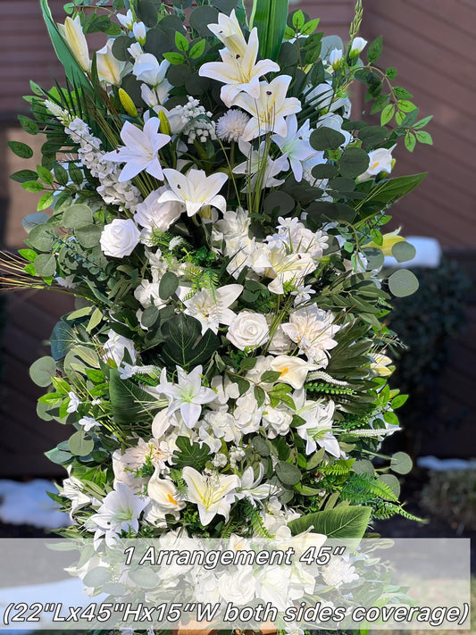 Wedding Aisle Marker Flower Floor Arrangement Barrel Décor Ground Arch Wedding White Lilies Décor