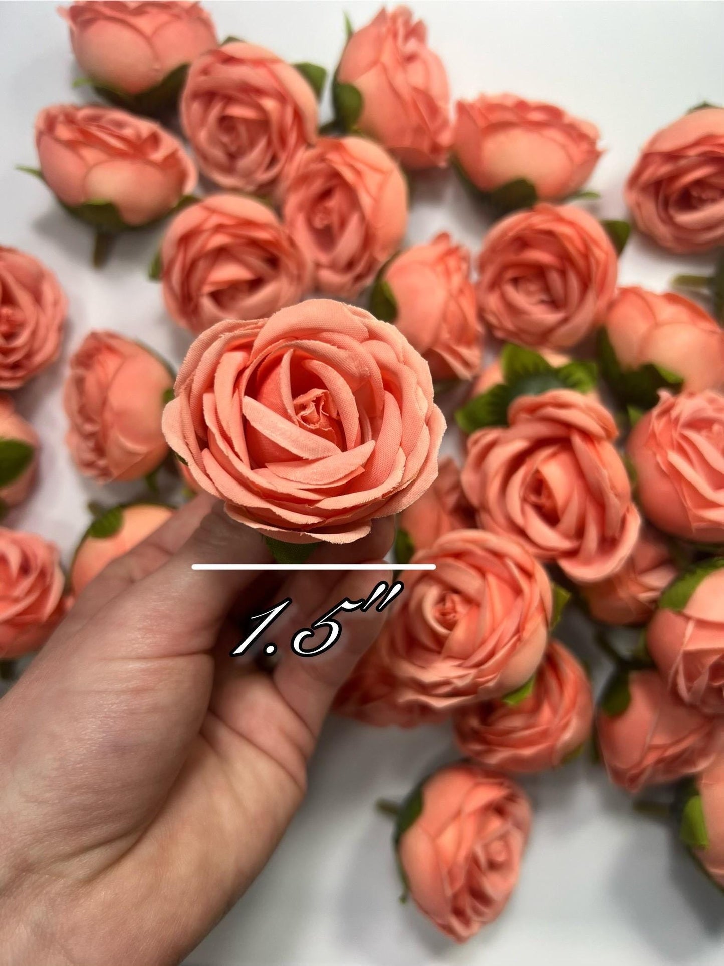 Coral Flower Heads Wedding Peach Artificial Flowers 1.5” Peach Pink Roses Heads Silk Salmon Flowers Small Heads Apricot DIY Supplies Wedding