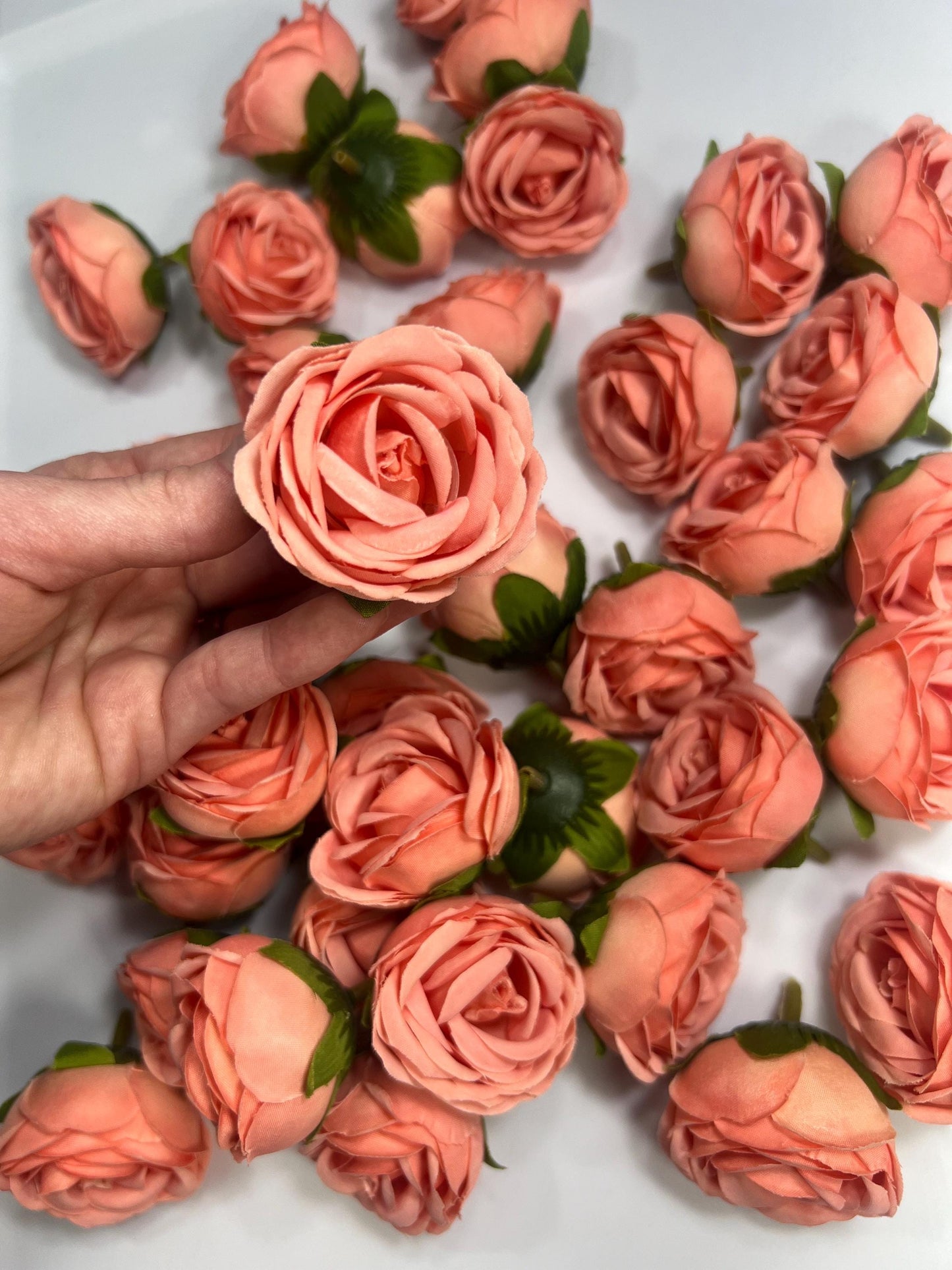 Coral Flower Heads Wedding Peach Artificial Flowers 1.5” Peach Pink Roses Heads Silk Salmon Flowers Small Heads Apricot DIY Supplies Wedding