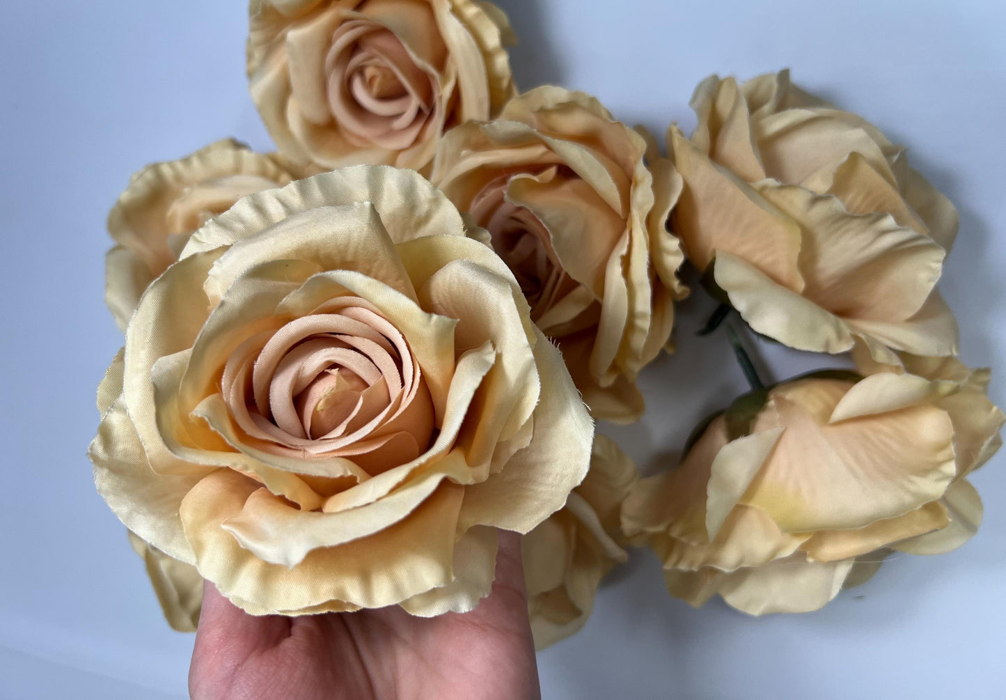 Light Orange Flower Heads 4” Wedding Light Terracotta Artificial Roses Silk Champagne Peach Flower Heads Golden Beige Roses DIY Supplies