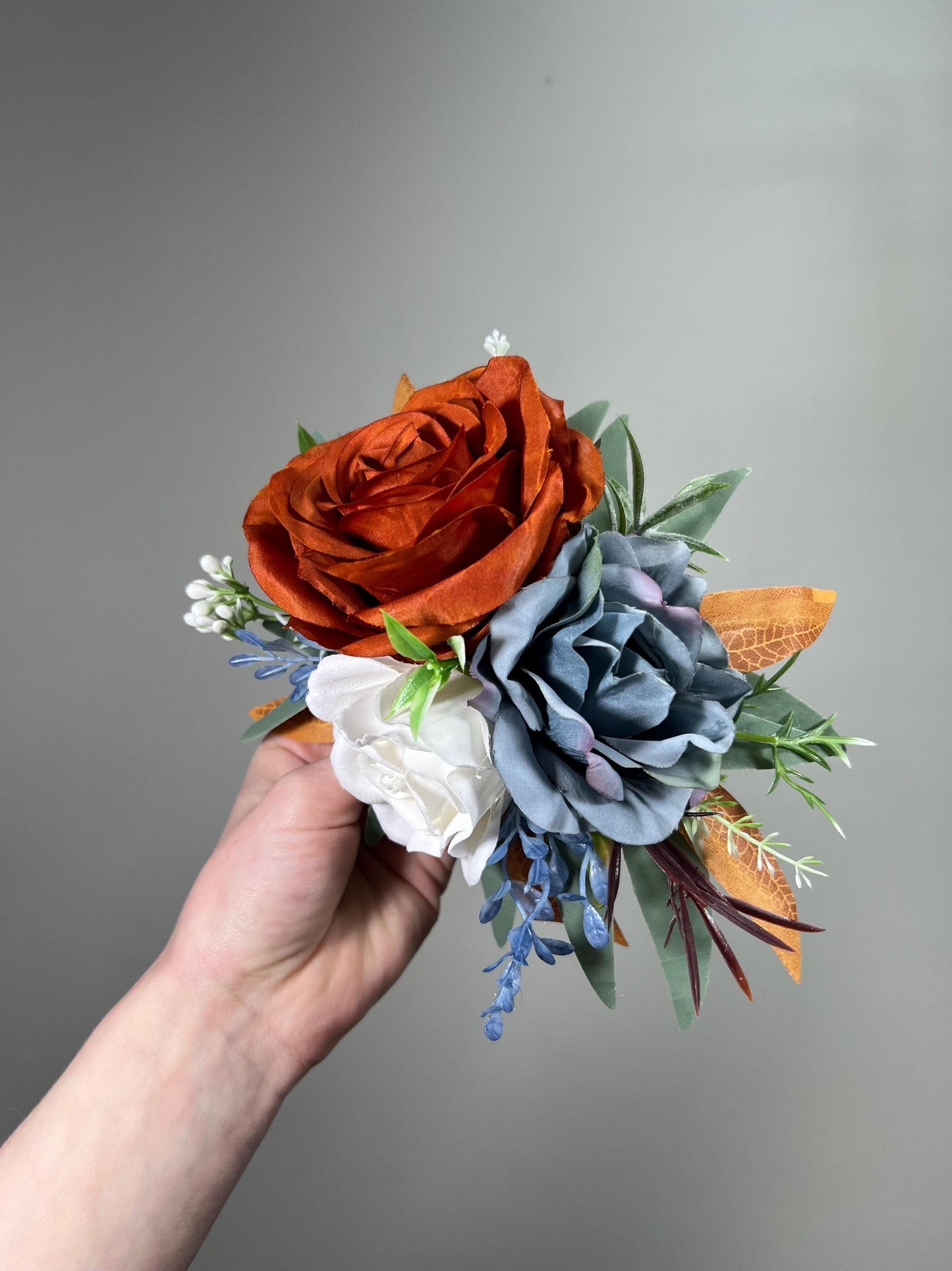 Terracotta Dusty Blue Cake Flower Decoration Wedding Rust Blue Cake Topper Burnt Orange Dusty Blue Cake Decoration Flower Artificial Topper