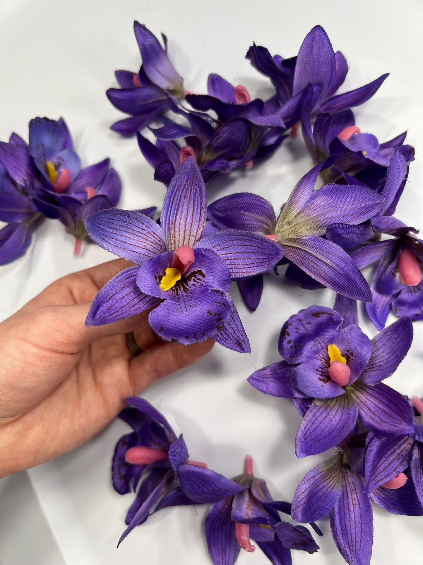 Purple Orchid Heads Artificial 2.5” Magenta Purple Orchid Wedding Silk Flower Heads Tropical Purple Flower Faux Orchid Wedding Decor DIY
