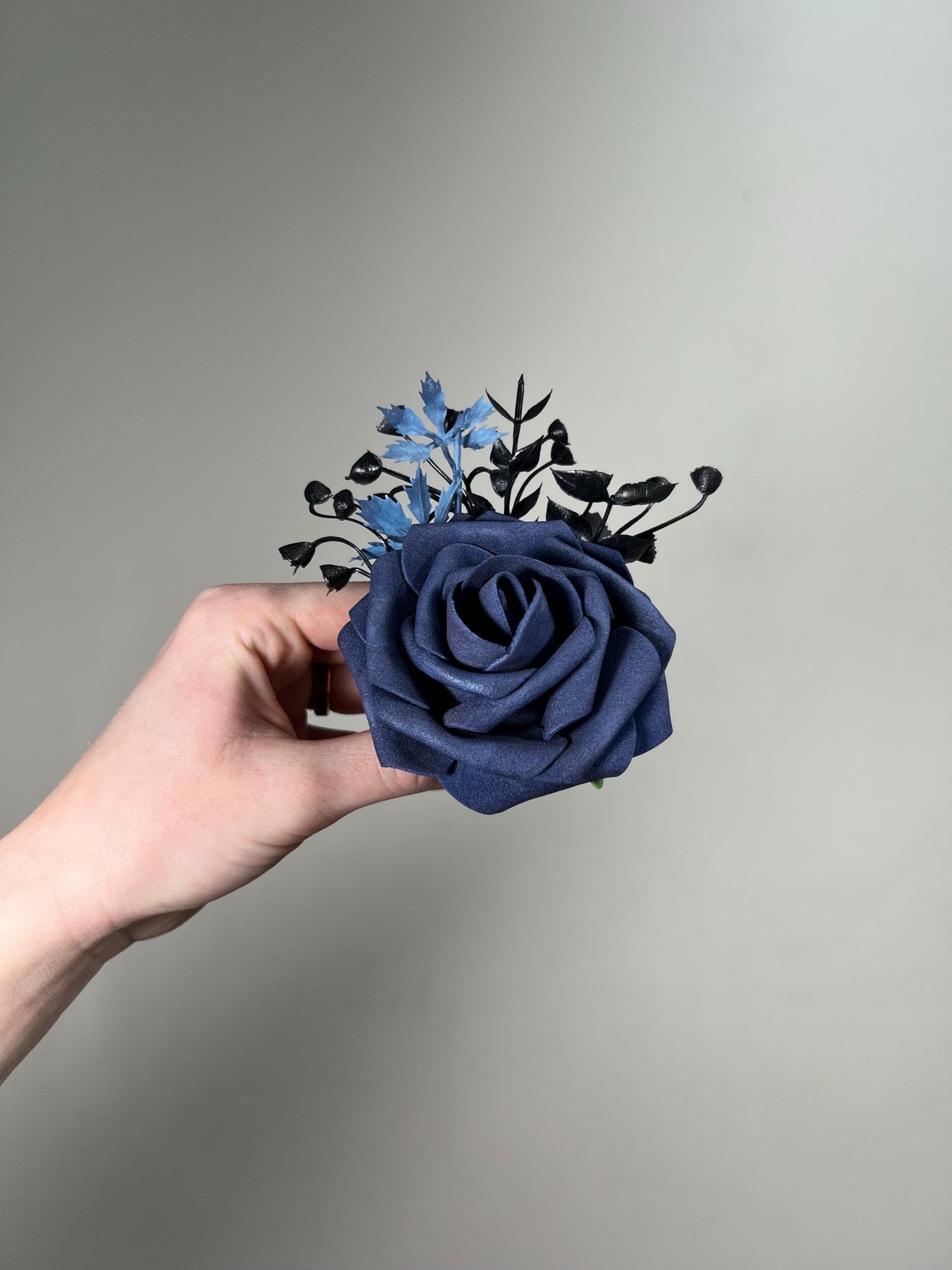Navy Blue Boutonniere Wedding Groom Navy Blue Black Boutonnières Groomsmen Dark Blue Boutonniere Navy Blue Prom Black Artificial Flower