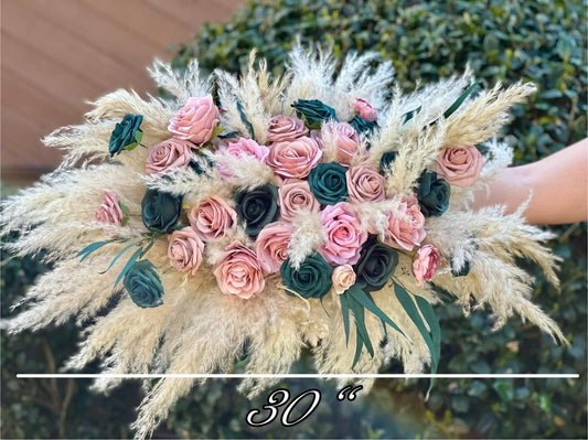 Dusty Rose Teal Arch Arrangements Wedding Dark Teal Boho Arbor Arrangements Aisle Dusty Rose Dark Teal Wedding Pampas Grass Backdrop Flowers