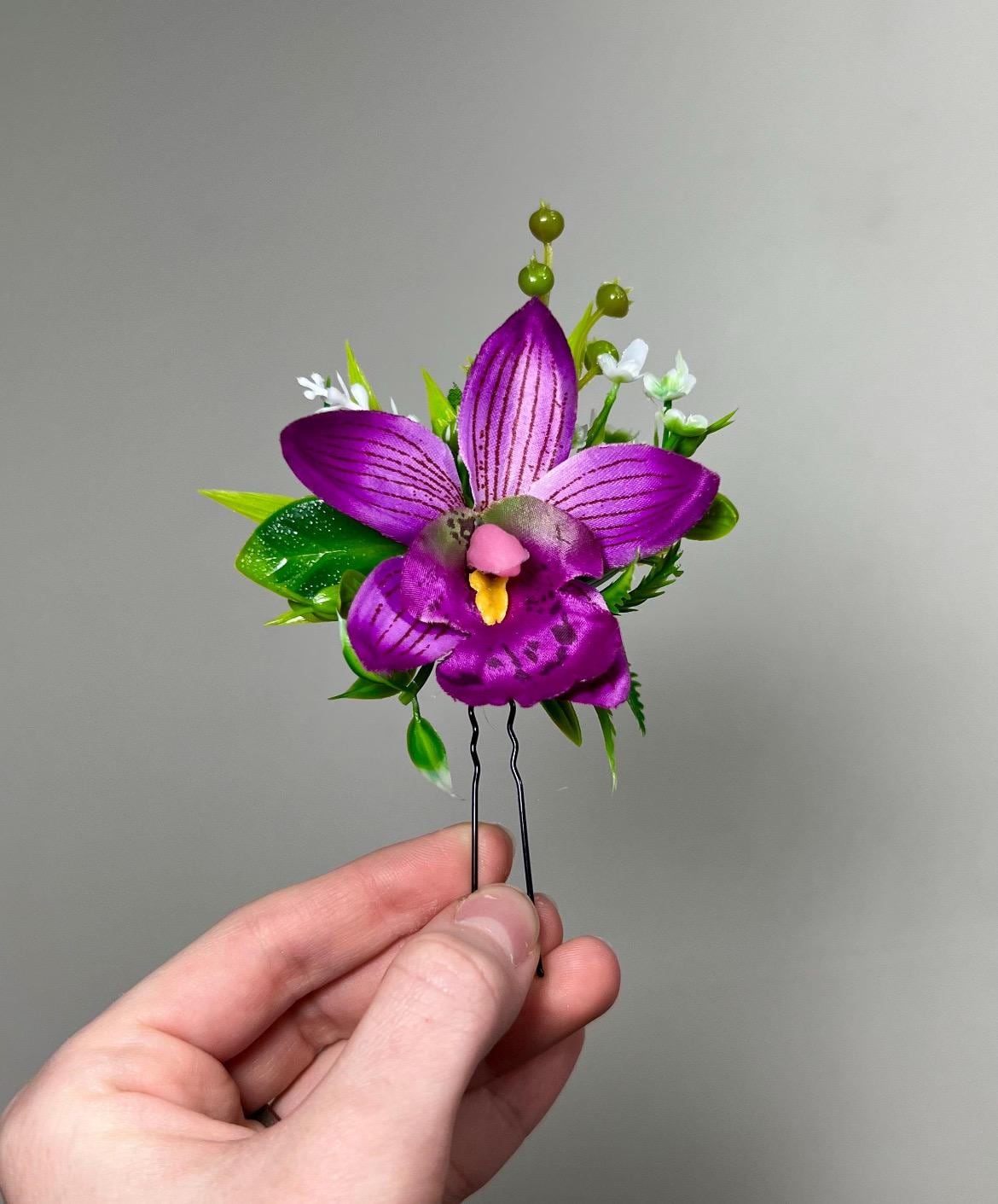 Wedding Purple Corsage Orchid Wrist Dark Purple Corsage Bridesmaids Decor Corsage Mom Accessories Tropical Orchid Corsage Artificial Flowers