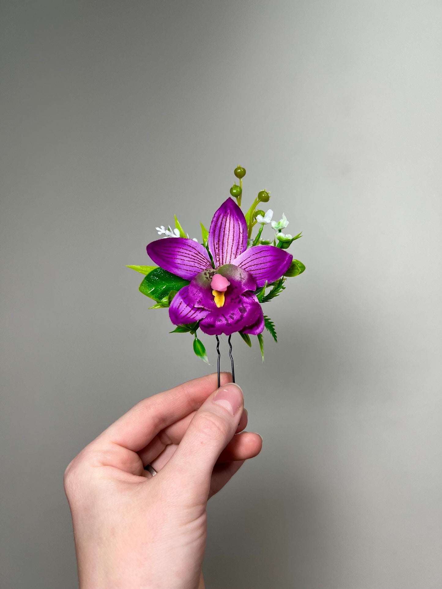 Purple Hair Pin Orchid Wedding Purple Hair Pin Magenta Purple Flower Hair Pin Artiticial Tropical Flower Purple Accessories Hair Pin