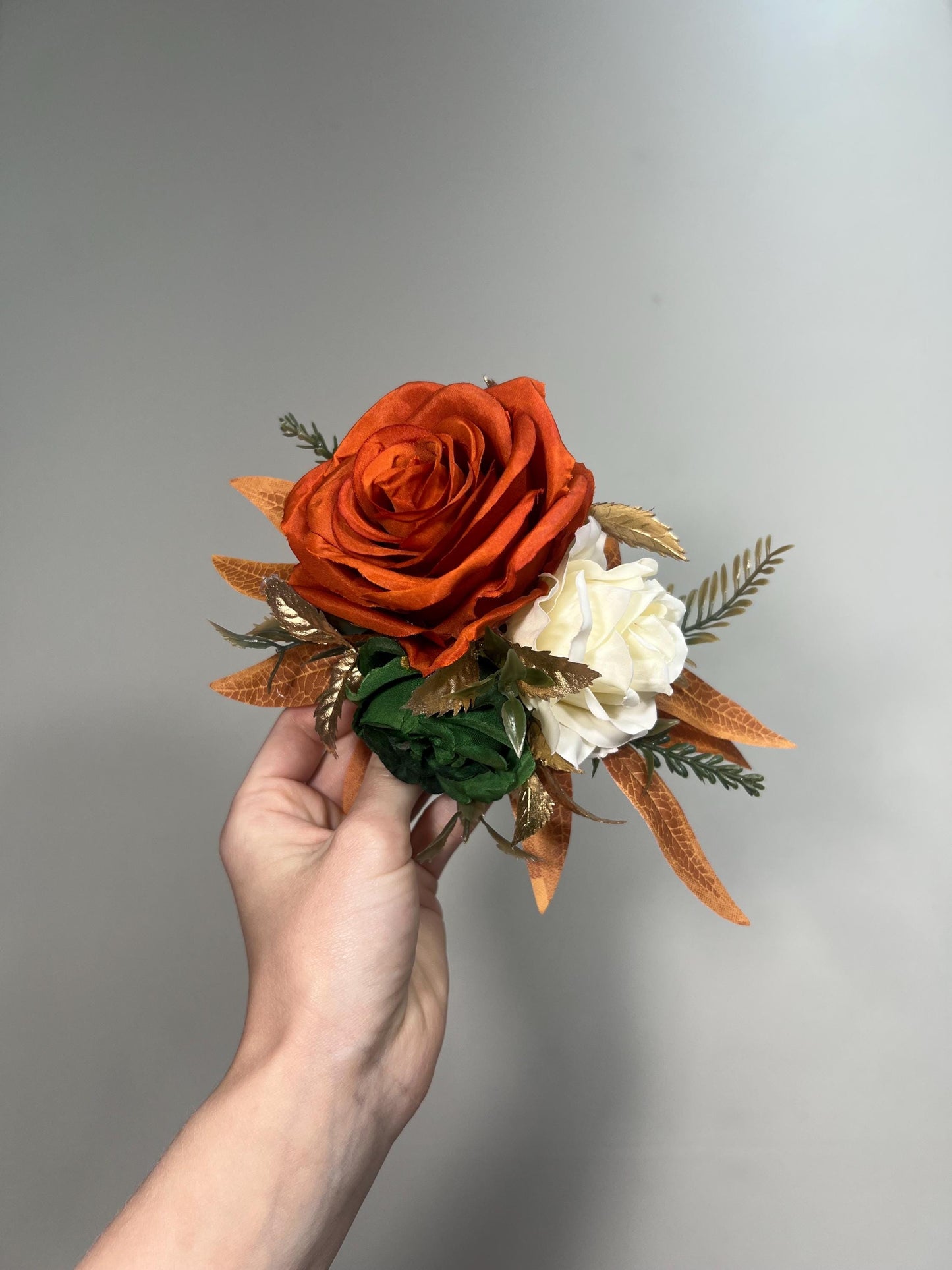 Rust Cake Decor Flower Wedding Terracotta Green Ivory Cake Arrangements Artificial Flower Emerald Green Burnt Orange Champagne Flower Cake