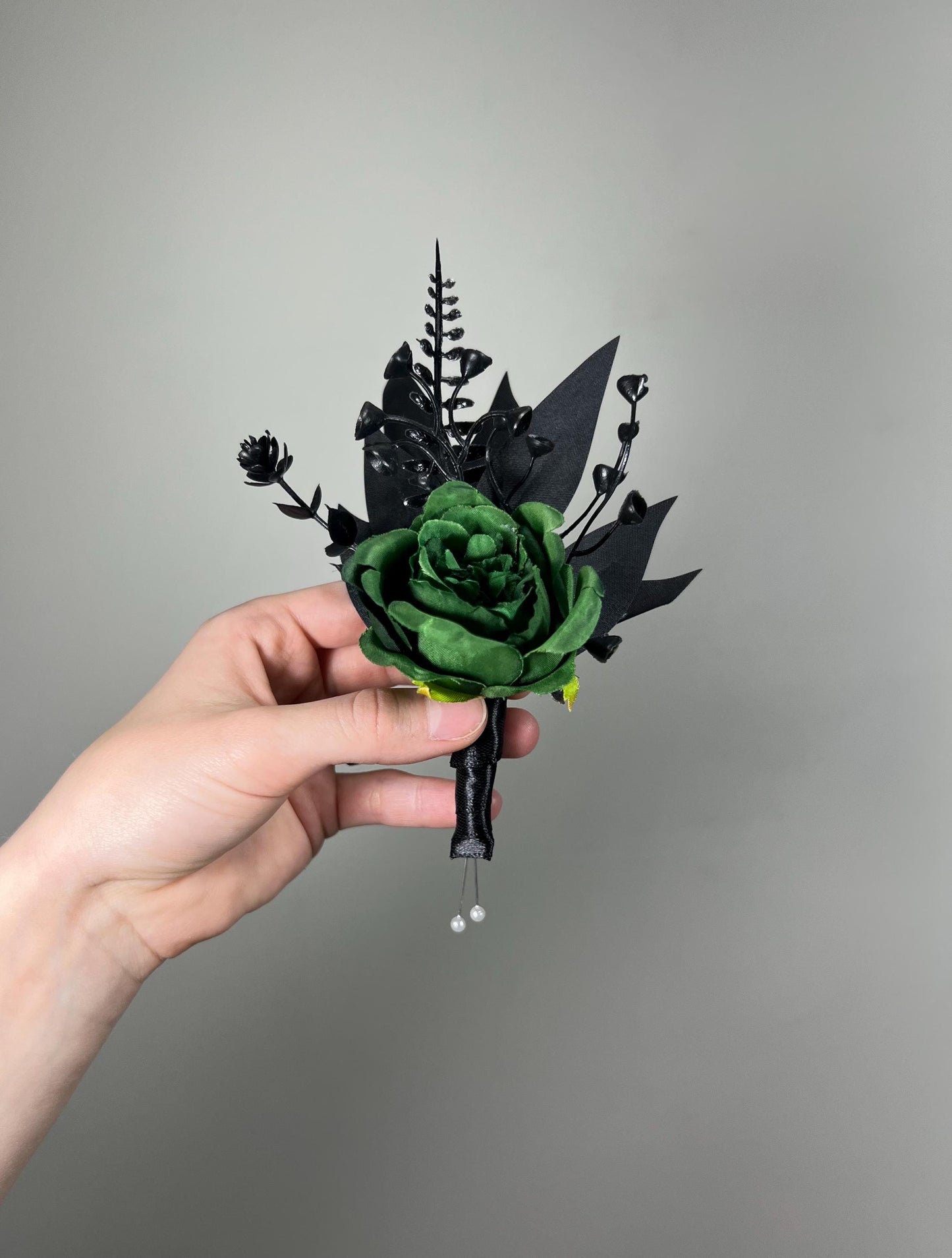 Black Green Bouquet Wedding Bridal Gothic Bouquet Black Dark Green Bridesmaids Bouquet Hunter Green Emerald Black Artificial Flower