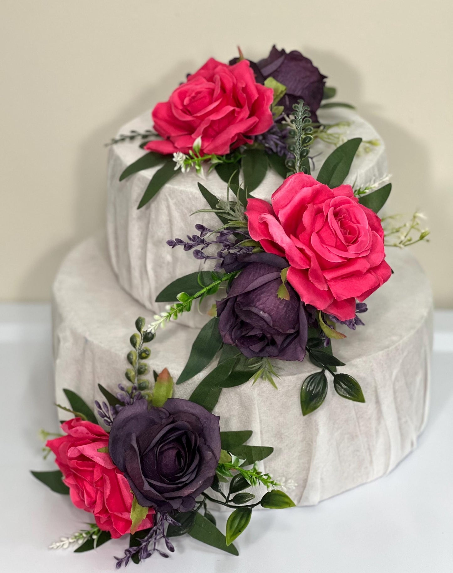 Fuchsia Purple Cake Decor Flower Wedding Hot Pink Cake Topper Dark Purple Decor Cake Arrangement Plum Pink Cake Decoration Flower Artificial
