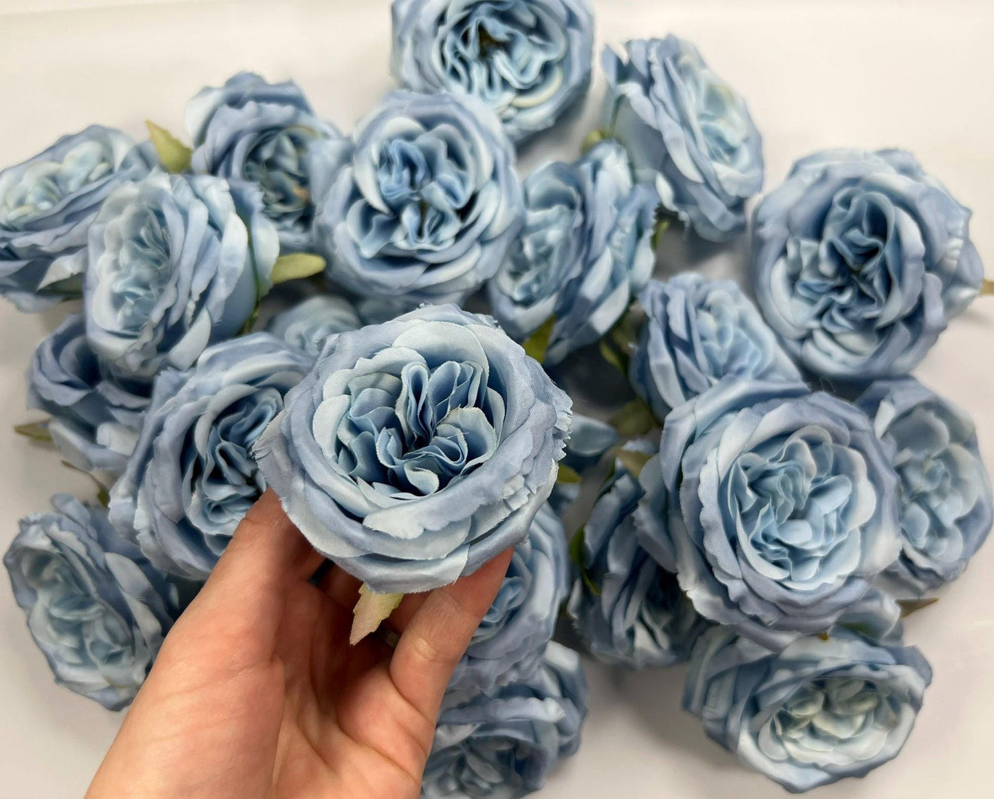 Blue Peony Artificial Flower Heads Sky Blue Peonies Silk Flowers Wedding Light Blue Peony Small Heads DIY Craft Supplies Flowers Blue Fake