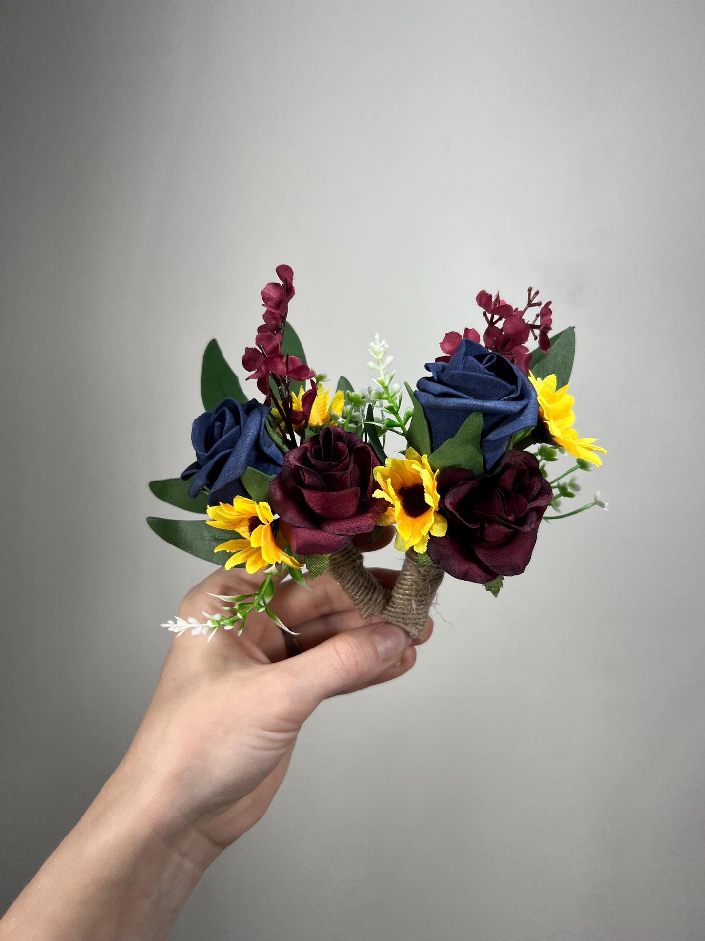 Sunflowers Corsage Wedding Burgundy Navy Blue Sunflower Corsage Wrist Bridesmaids Sunflowers Corsage Maroon Navy Blue Dark Corsage Fall