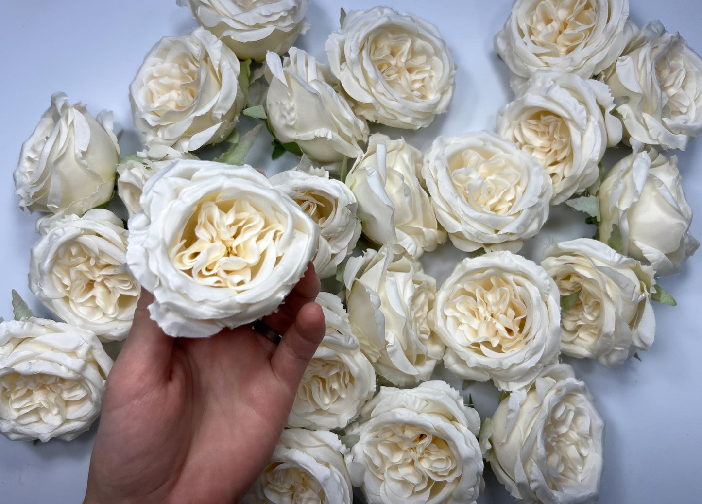 White Peony Artificial Flower Heads Ivory Peonies Silk Flowers Wedding White Peony Small Heads DIY Craft Supplies Ivory Flowers Heads Fake