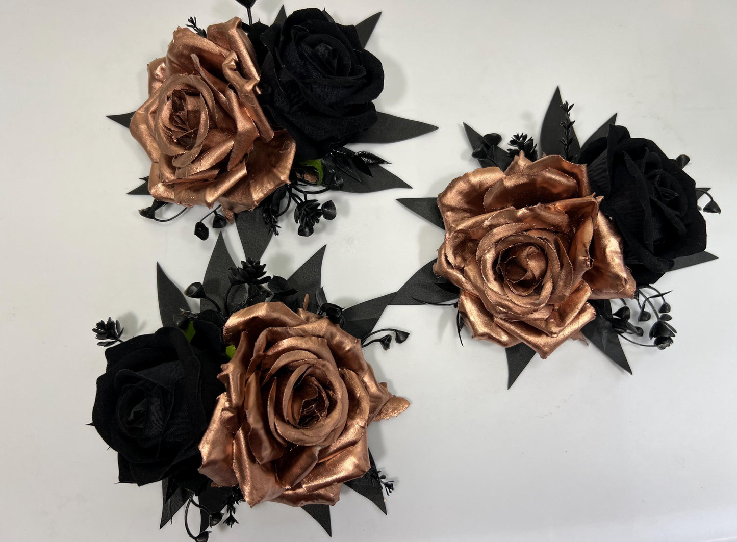 Rose Gold Cake Decor Black Flower Artificial Wedding Gothic Cake Topper Flowers Black Rose Gold Cake Decoration Black Cake Arrangement