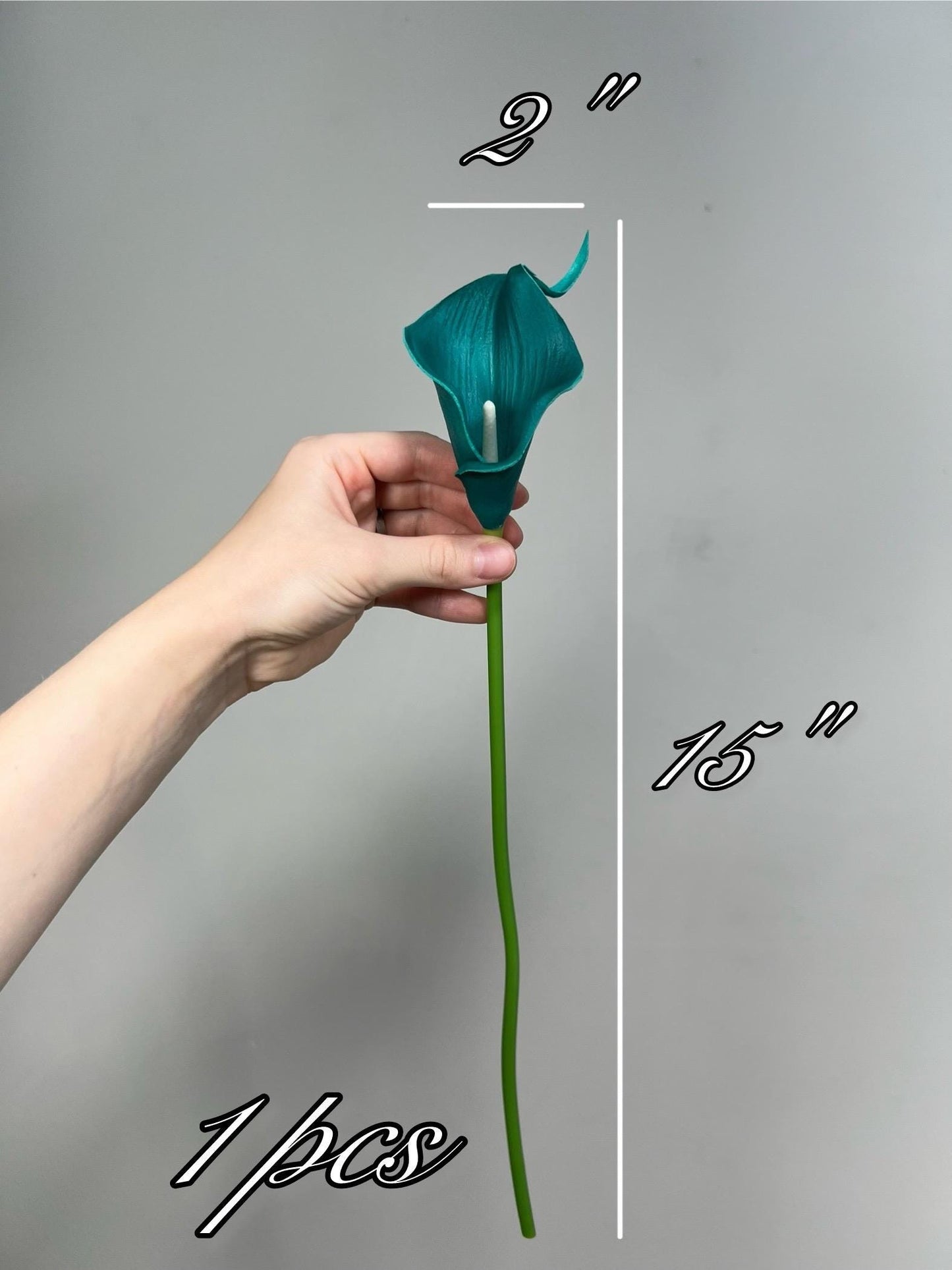 Dark Teal Calla Lily Artiticial Peacock Blue Green Flowers with Stems Calla Lilies Teal Real Touch Wedding Teal Calla Lily Craft Supplies