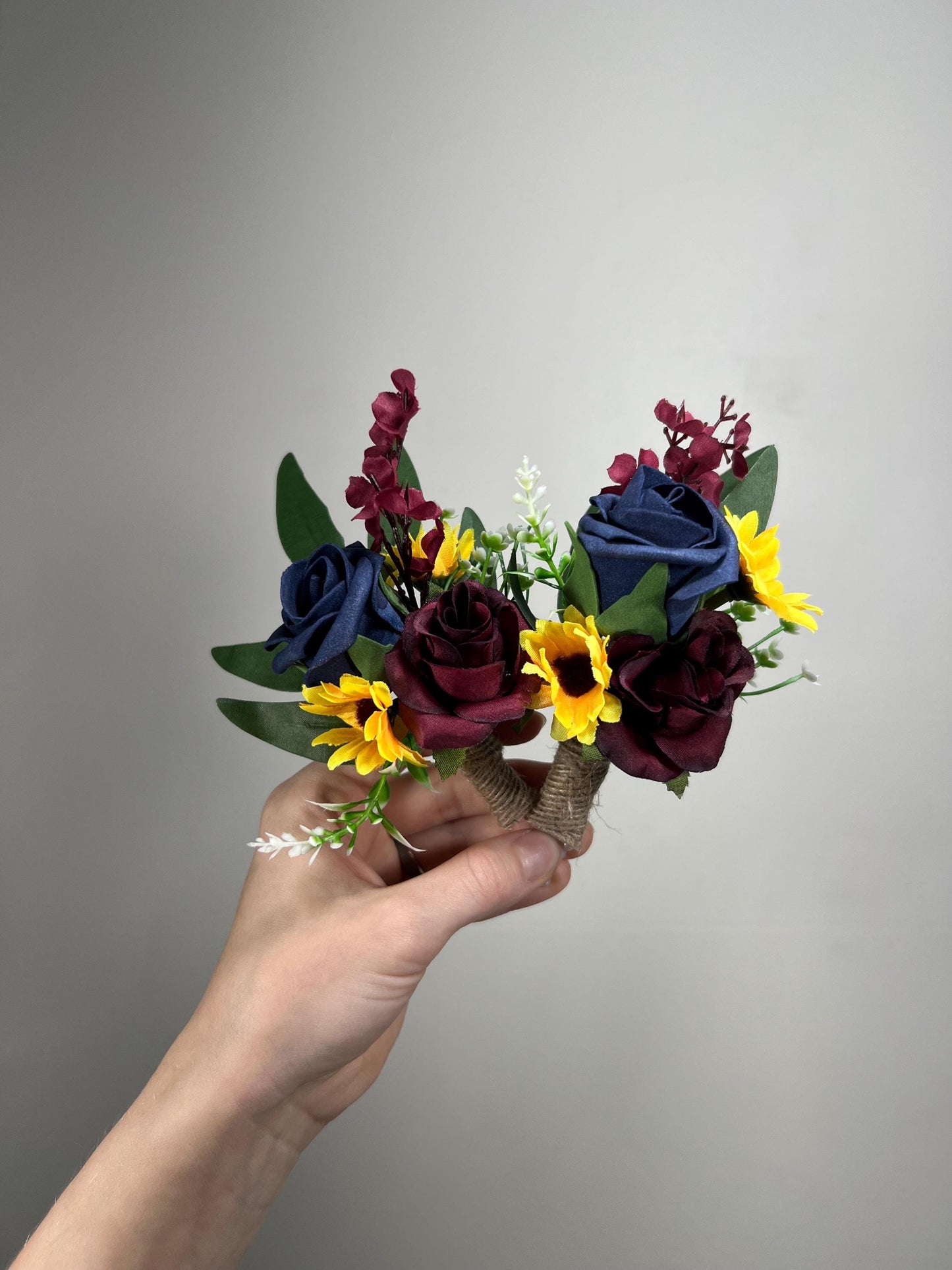 Sunflower Boutonniere Navy Blue Burgundy Wedding Sunflowers Boutonnières Groom Maroon Dark Blue Groomsmen Boutonniere Sunflower Yellow