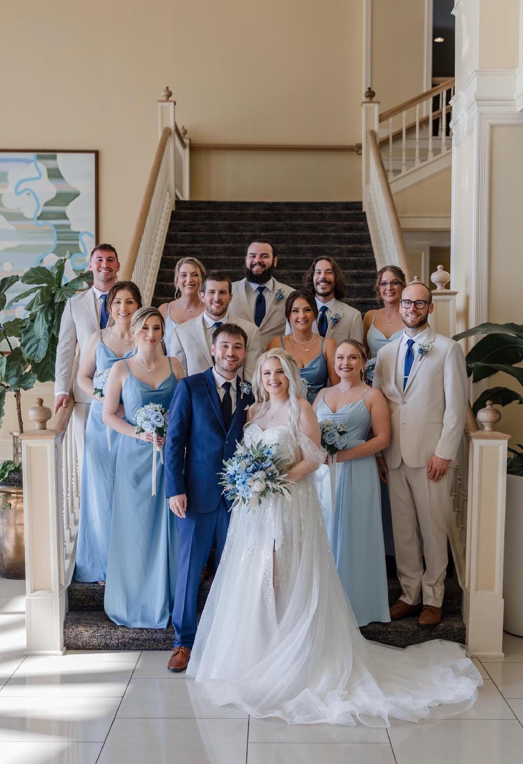 Blue White Bouquet Bridal Boho Light Blue Bouquet Pampas Grass White Dusty Blue Bouquet Bridesmaids Eucalyptus Artificial Flower
