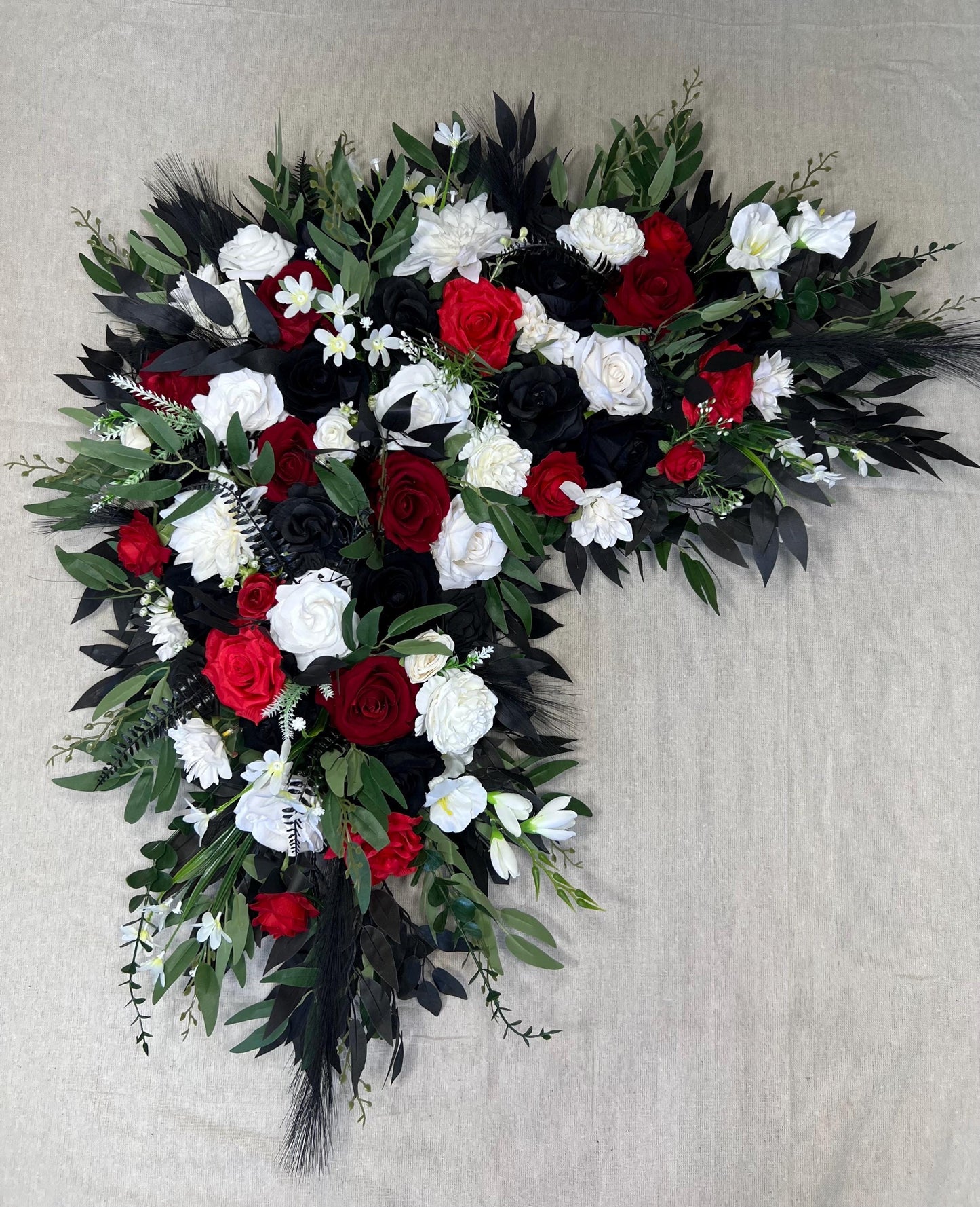 Black Red Arch Arrangement Wedding White Black Red Coner Arrangement Arch Gothic Black Arbor Arrangement Eucalyptus Artificial Flowers