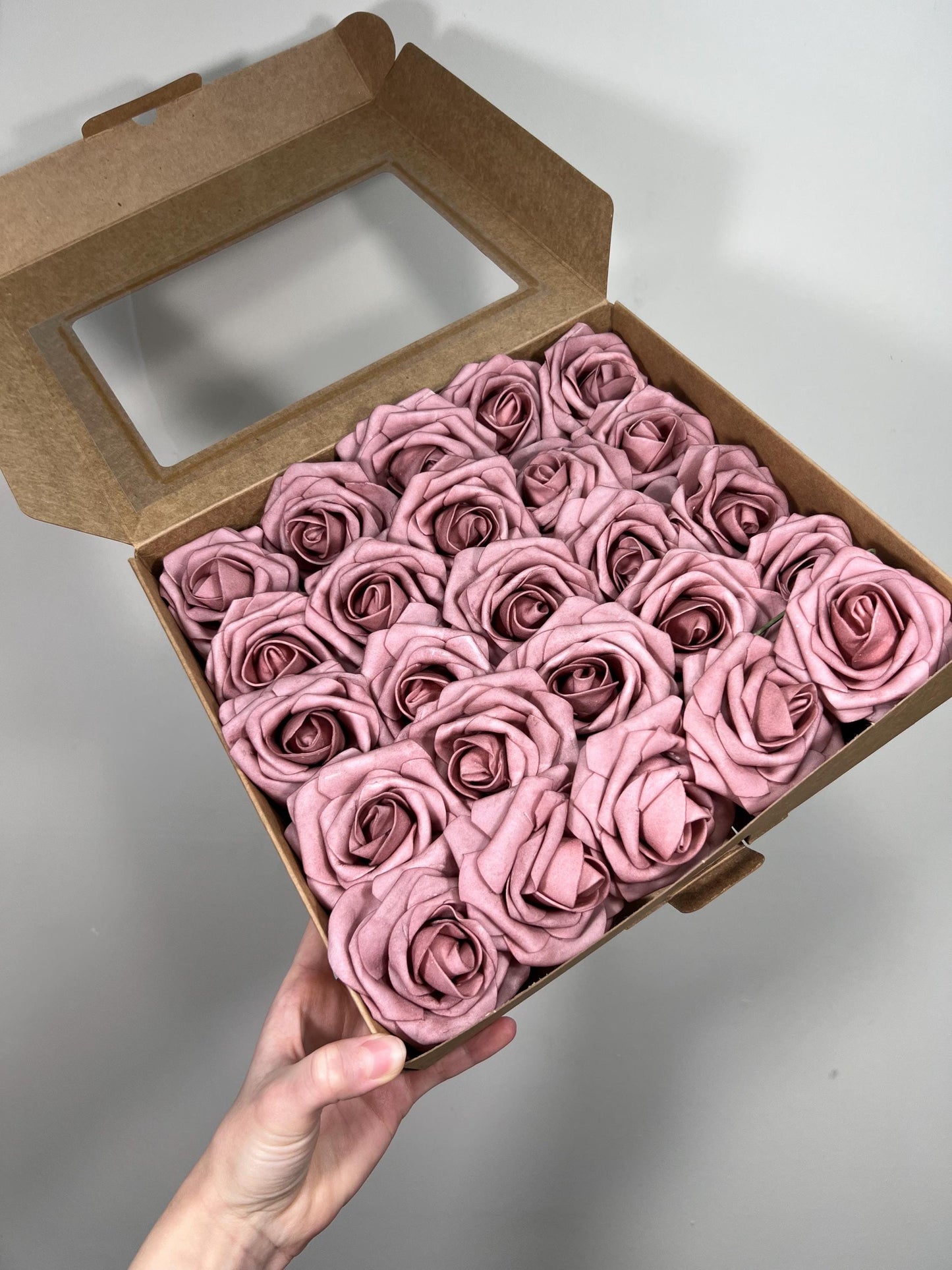 Dusty Rose Flower Artificial Wedding DIY Craft Supplies Mauve Roses Wedding Dusty Pink Flower Head with Stem Fake Flowers Blush Pink Roses