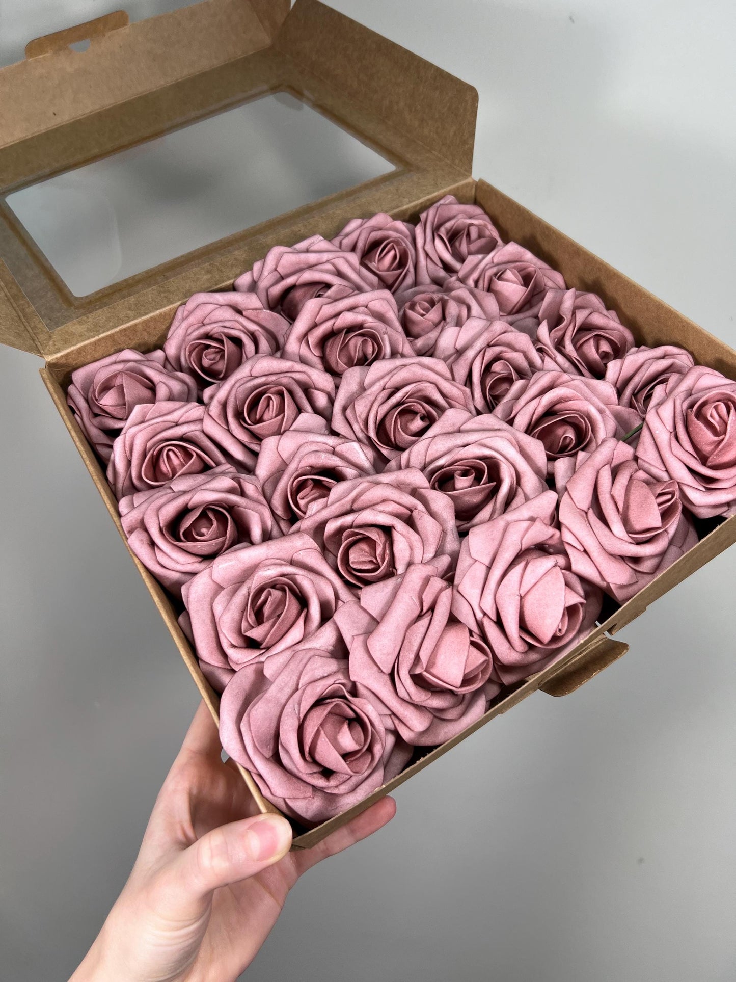 Dusty Rose Flower Artificial Wedding DIY Craft Supplies Mauve Roses Wedding Dusty Pink Flower Head with Stem Fake Flowers Blush Pink Roses