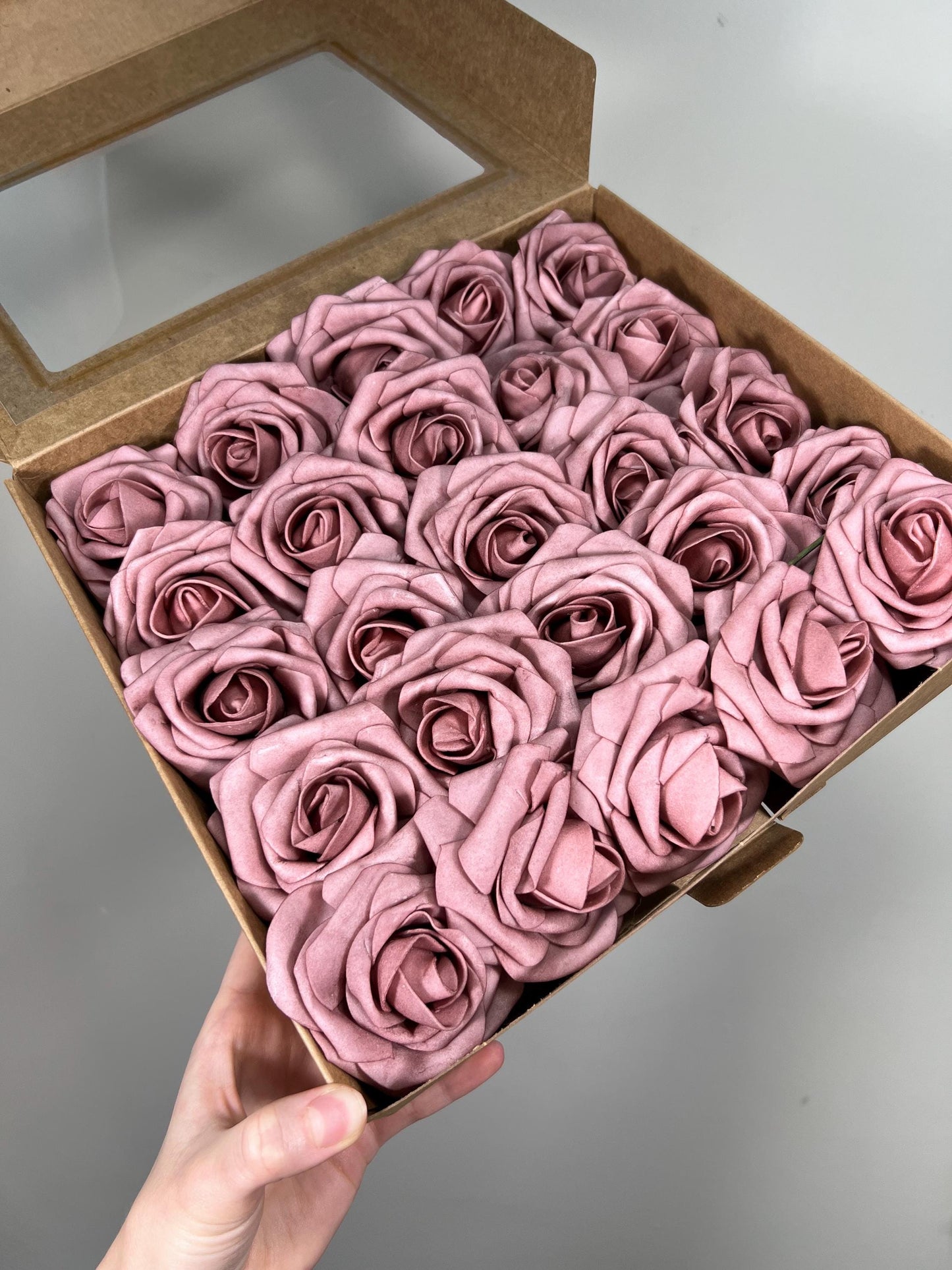 Dusty Rose Flower Artificial Wedding DIY Craft Supplies Mauve Roses Wedding Dusty Pink Flower Head with Stem Fake Flowers Blush Pink Roses