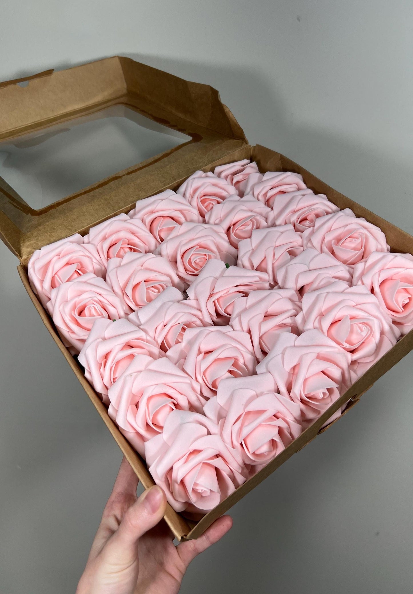 Pink Flower Artificial Wedding DIY Craft Supplies Pink Roses Wedding Baby Pink Flower Head with Stem Fake Flowers Blush Pink Soft Roses