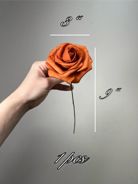 Burnt Orange Rose Artifical Wedding Orange Flower Heads with Stems Terracotta Artificial Flower Rose DIY Flowers Craft Supplies Burnt Orange