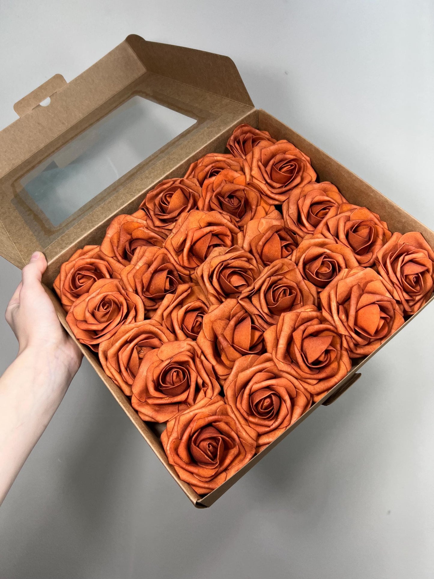 Burnt Orange Rose Artifical Wedding Orange Flower Heads with Stems Terracotta Artificial Flower Rose DIY Flowers Craft Supplies Burnt Orange
