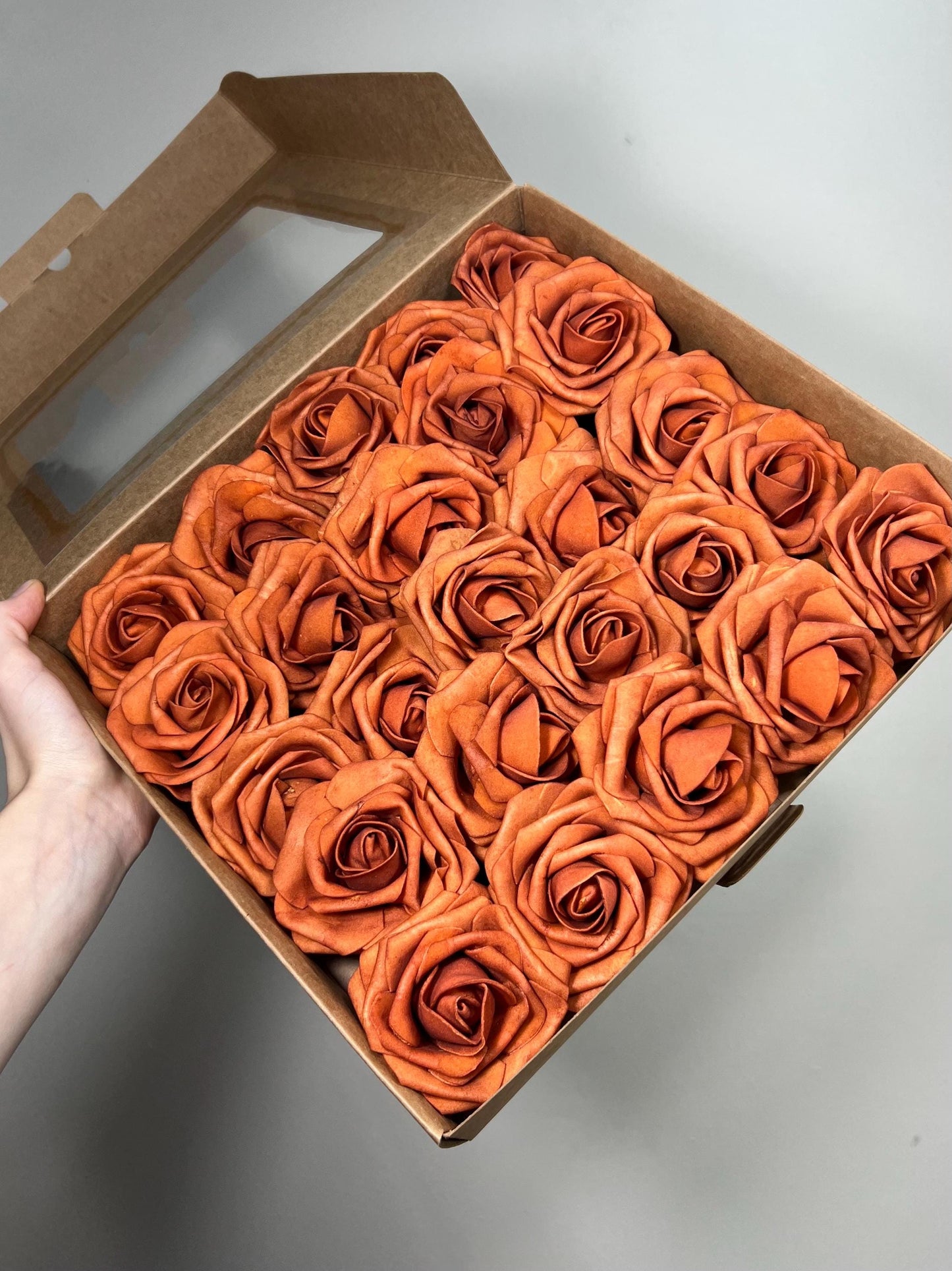 Burnt Orange Rose Artifical Wedding Orange Flower Heads with Stems Terracotta Artificial Flower Rose DIY Flowers Craft Supplies Burnt Orange
