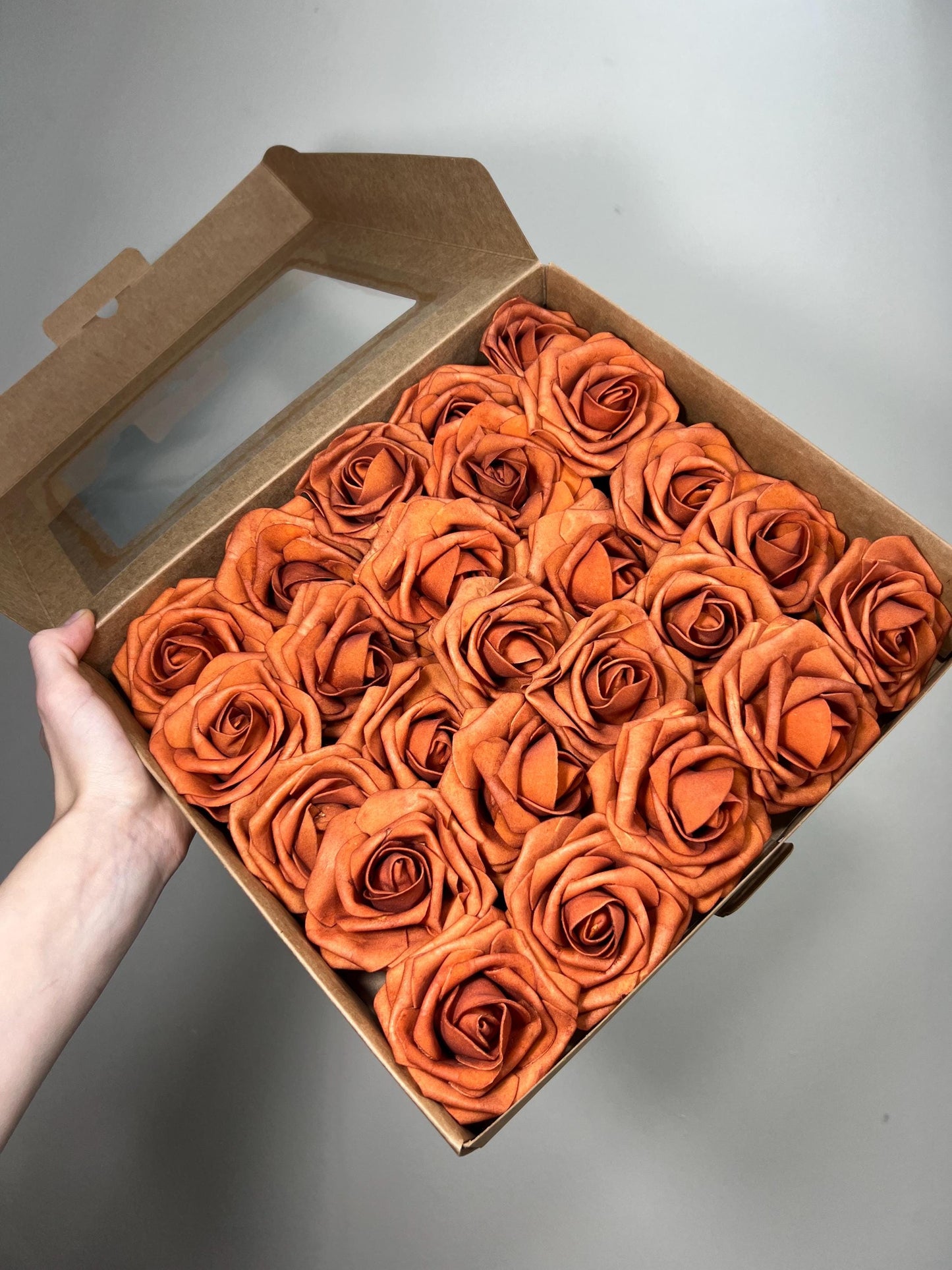 Burnt Orange Rose Artifical Wedding Orange Flower Heads with Stems Terracotta Artificial Flower Rose DIY Flowers Craft Supplies Burnt Orange