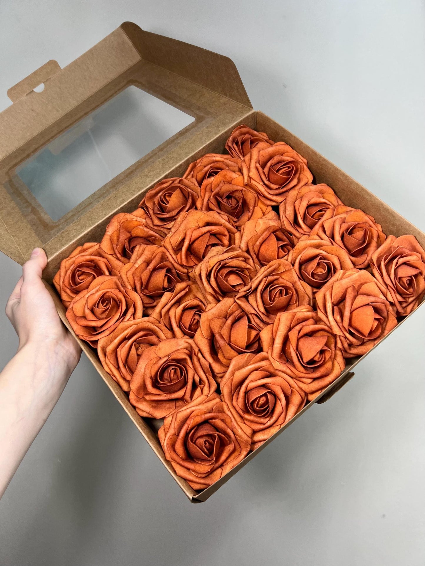 Burnt Orange Rose Artifical Wedding Orange Flower Heads with Stems Terracotta Artificial Flower Rose DIY Flowers Craft Supplies Burnt Orange