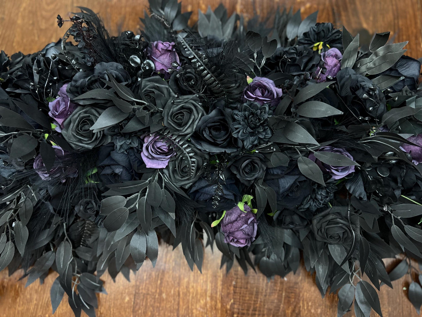 Black Arch Arrangement Wedding Gothic Black Plum Decor Arbor Arrangement Dark Purple Decor Swag Halloween Backdrop Black Artificial Flower