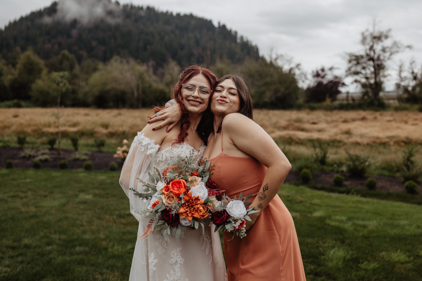Orange Bouquet Wedding Terracotta Bridal Bouquet White Burnt Orange Bridesmaids Bouquet Burgundy Rust Ivory Bouquet Fall Sage