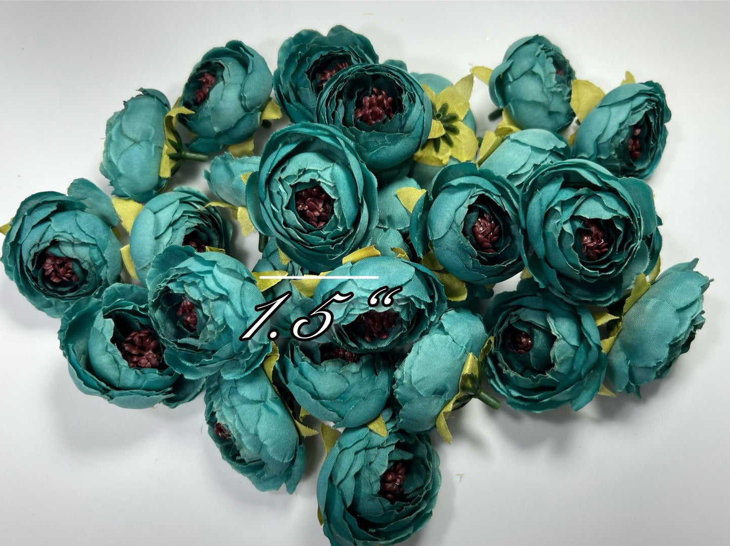 Teal Flower Heads 2" Wedding Turquoise Peony Artificial Aqua Flowers Sea Glass Flowers Heads Wedding Supplies Craft Teal Blue Silk Flower