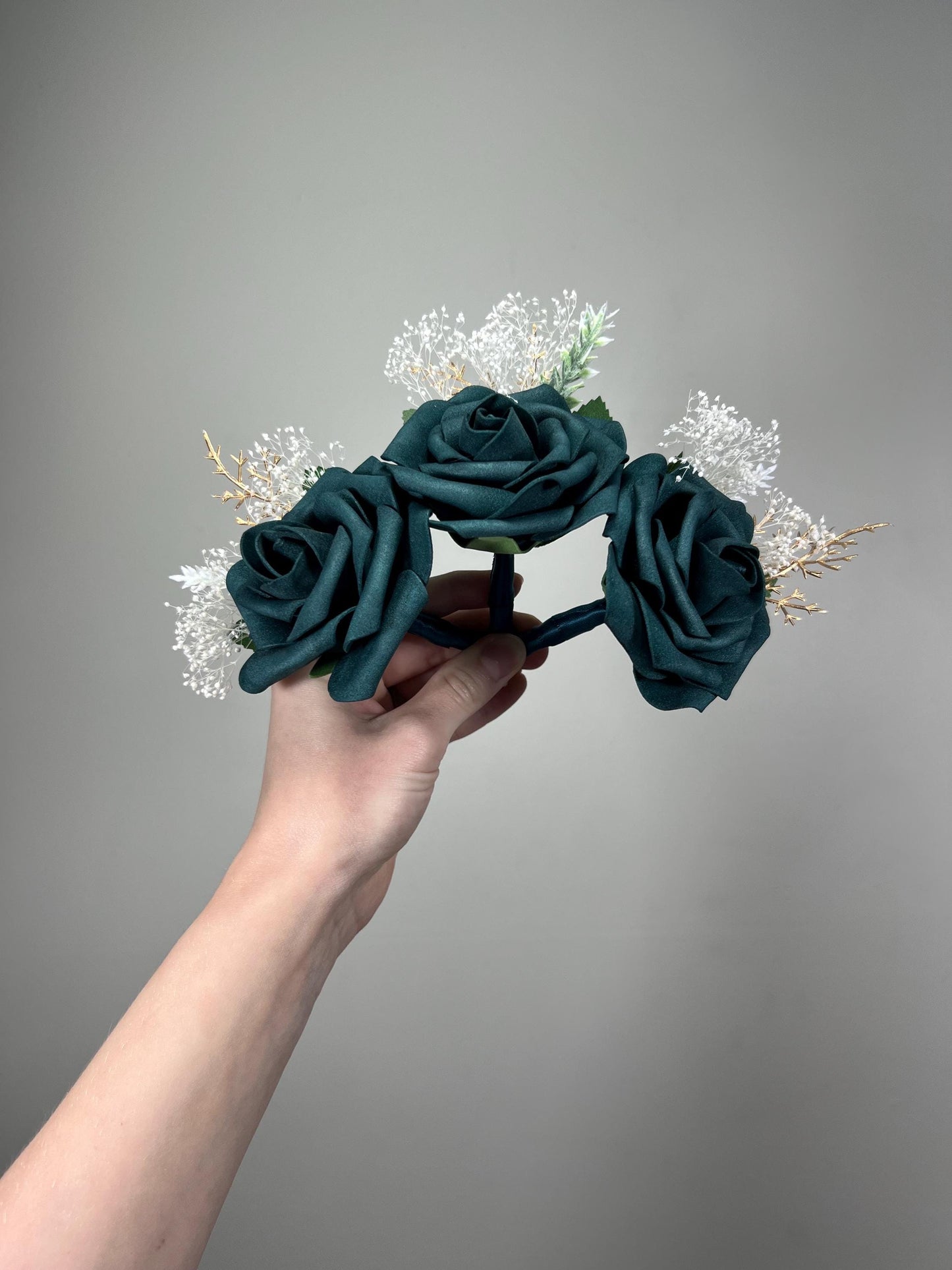 Dark Teal Boutonniere Wedding Groom Teal Blue Boutonnière Peacock Groomsmen Boutonnière Teal Baby Breath Gold Artificial Flowers