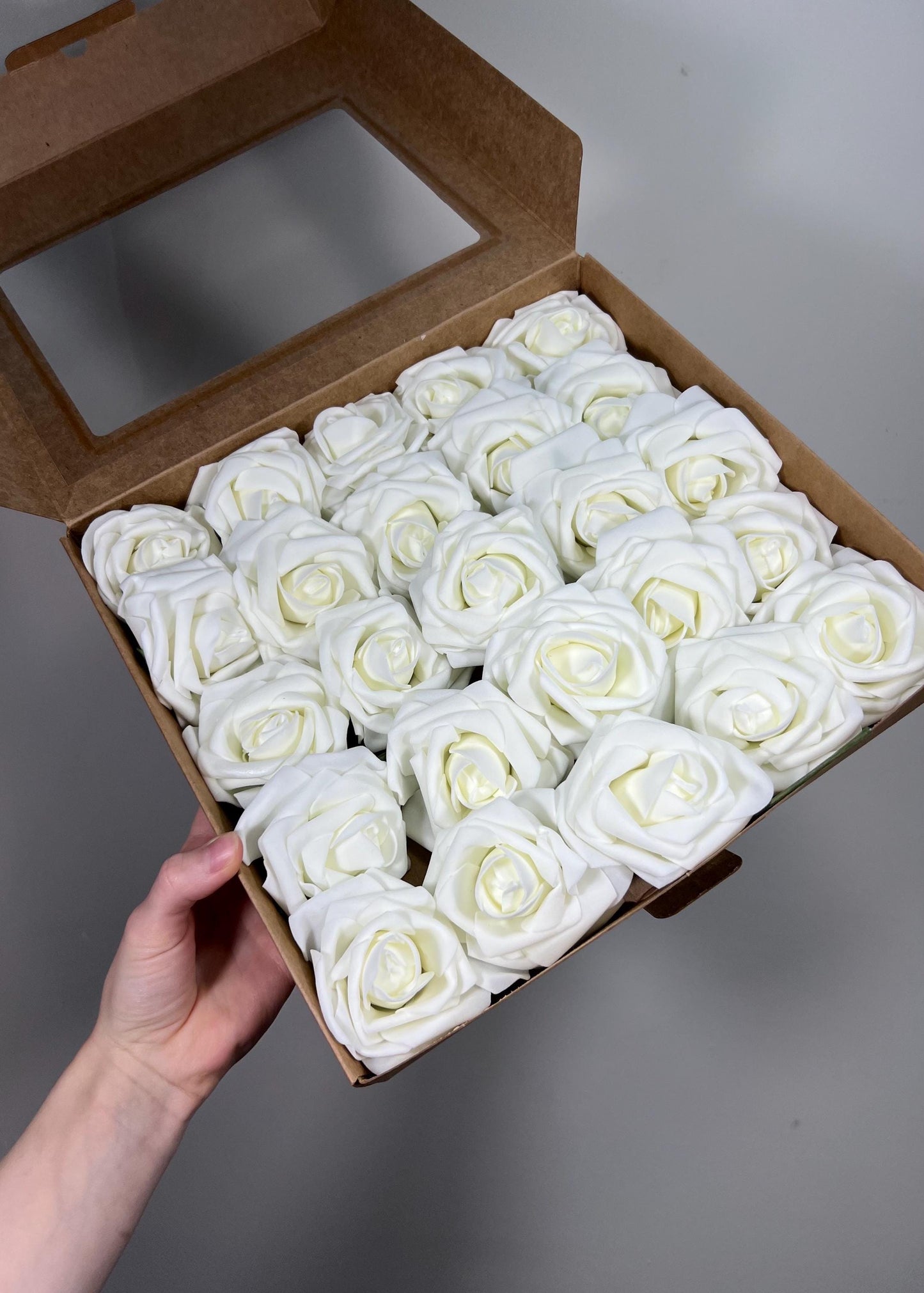 Ivory Flower Artificial Wedding DIY Craft Supplies Cream Rose Wedding Milky White Flower Head with Stem Fake Flowers Off-white Rose Heads