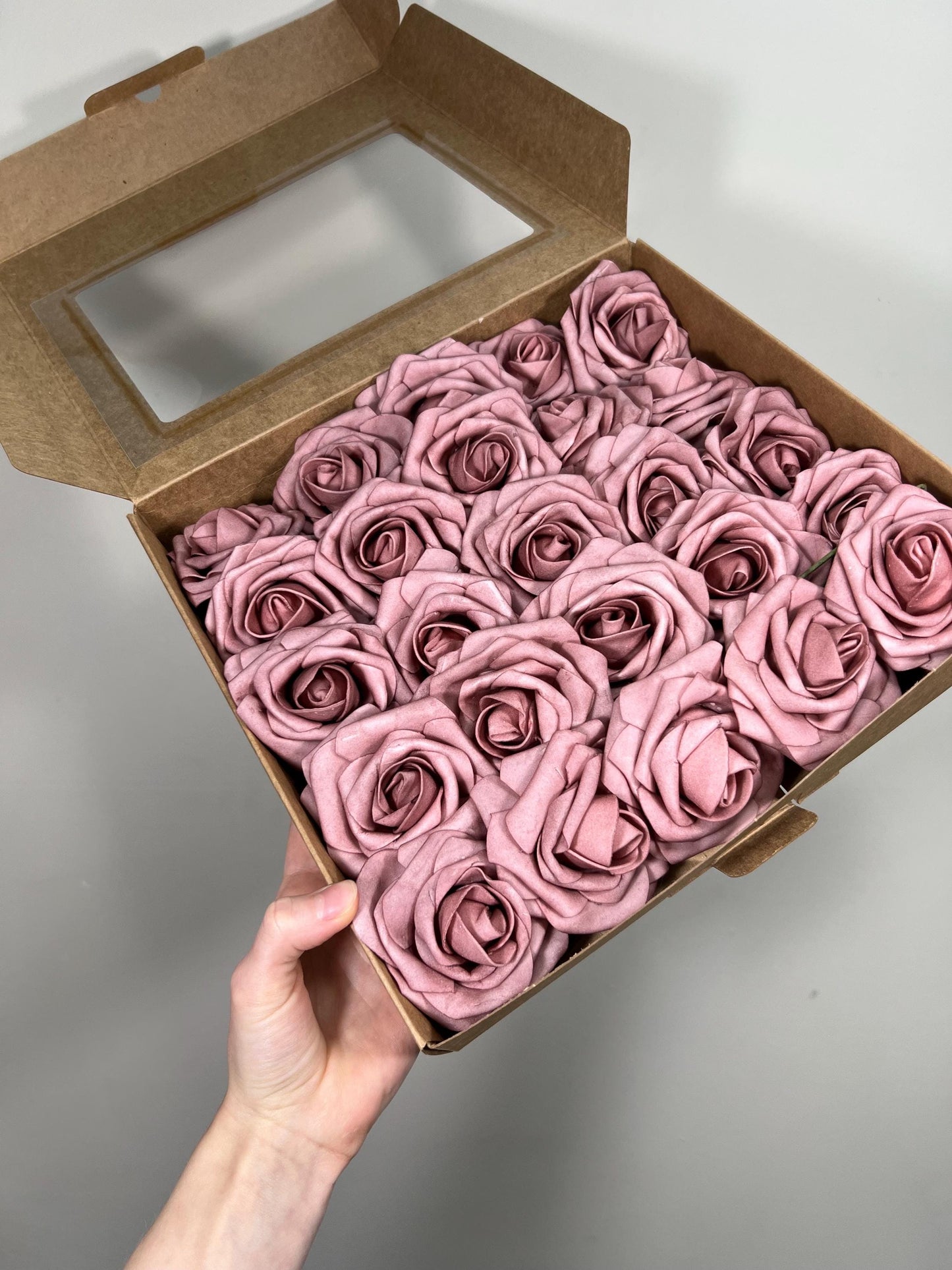 Dusty Rose Flower Artificial Wedding DIY Craft Supplies Mauve Roses Wedding Dusty Pink Flower Head with Stem Fake Flowers Blush Pink Roses