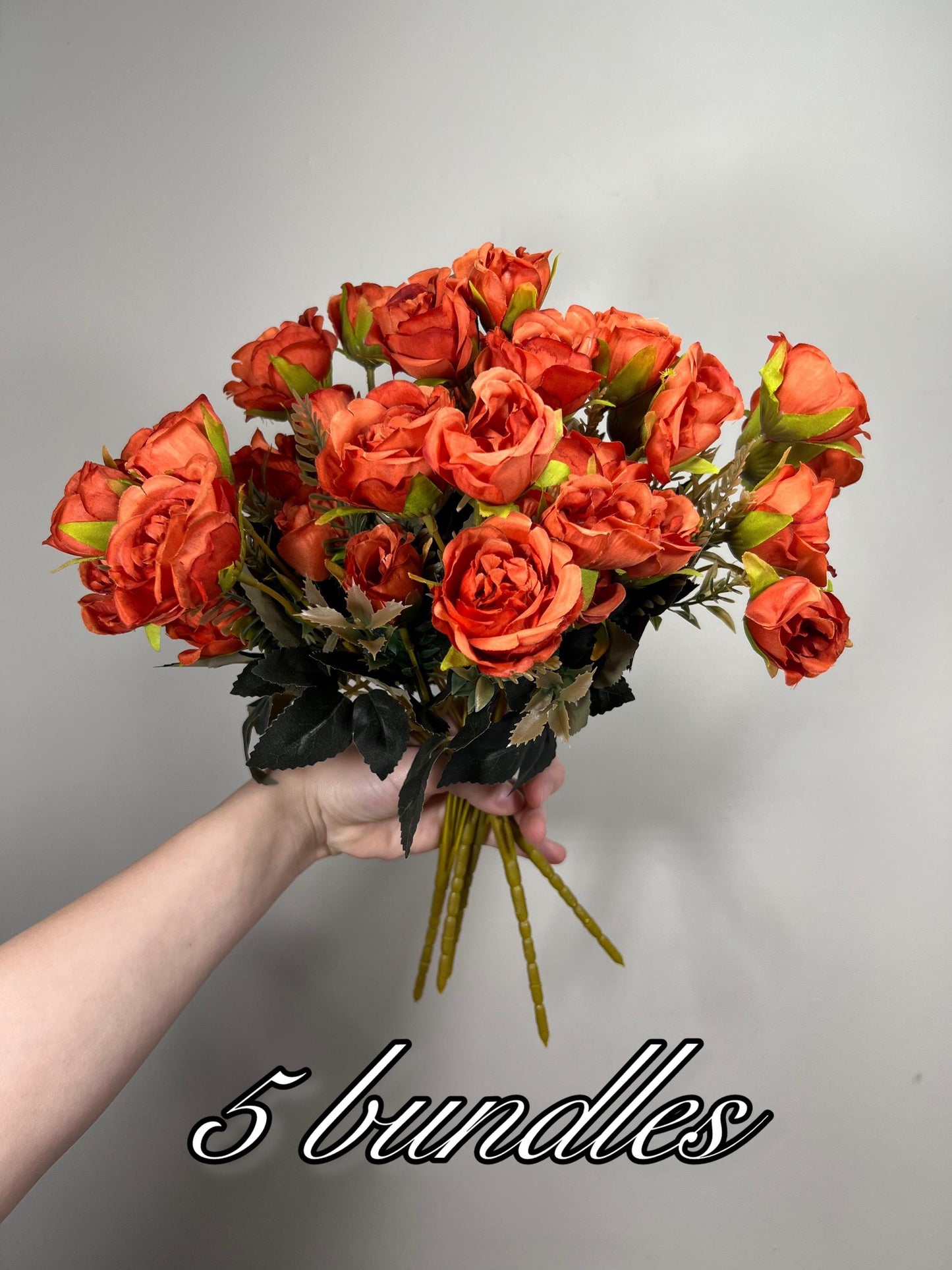 Burnt Orange Artificial Rose Spray 1 Bundle Terracotta Silk Roses DIY Bouquet Wedding Rust Flower Heads with Stems Orange Fall Flowers