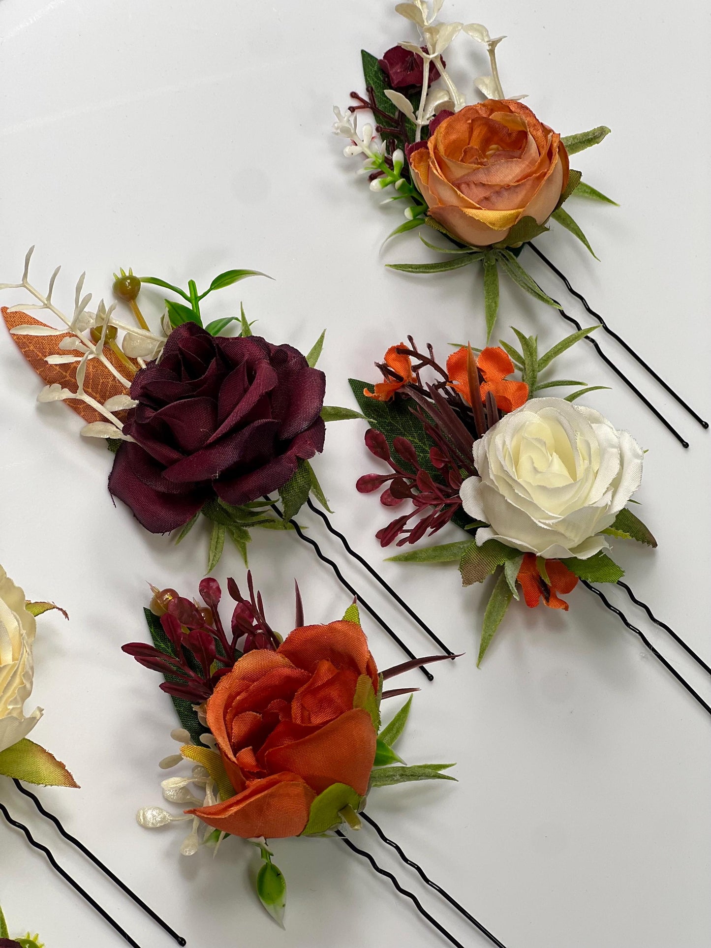 Burgundy Rust White Hair Pin Wedding Terracotta Hair Pin Wine Red Floral Hairpiece Ivory Burnt Orange Maroon Hair Accessories Artificial