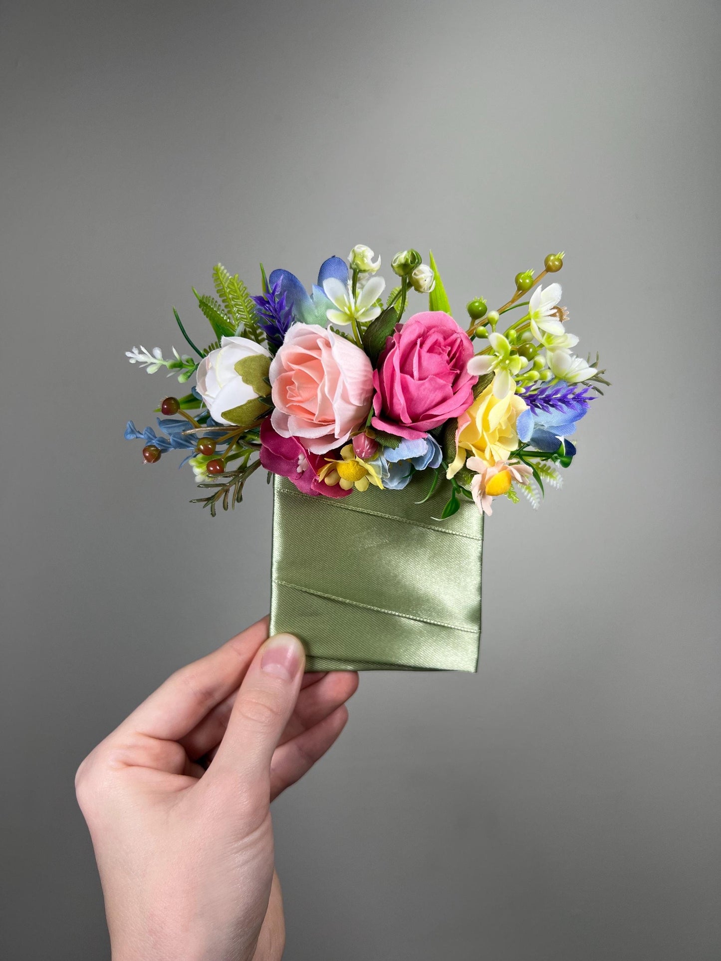 Colorful Pocket Boutonniere Wedding Rustic Pink Yellow Blue Square Boutonniere Groom Blush Spring Groosmmen Pocket Boutonniere Hot Pink