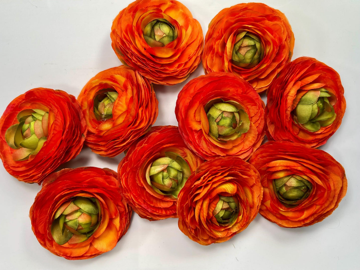 Orange Ranunculus Flower Heads Wedding Bright Orange Flowers Artificial DIY Craft Supplies Rununculus Heads Tangerine Faux Decor Silk Flower