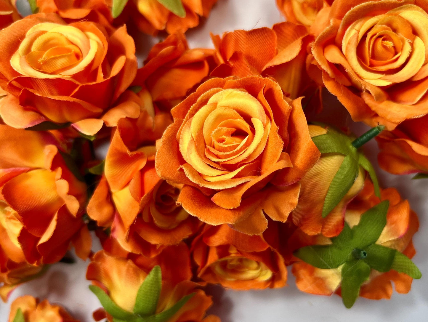 Burnt Orange Rose Heads Wedding Artificial Sunset Orange Rose Small Terracotta Wedding DIY Craft Supplies Rose Head Marigold Home Decor