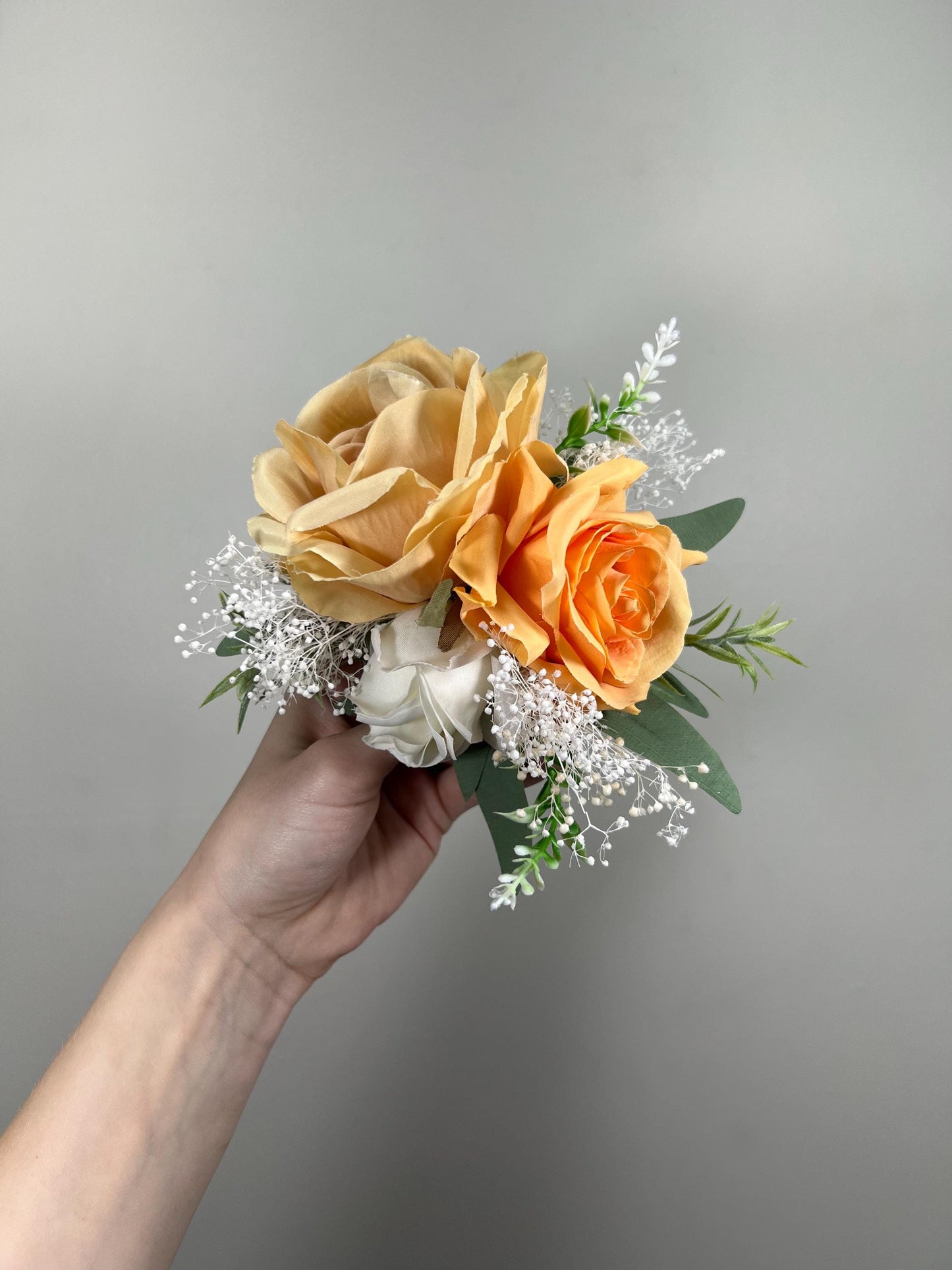 Orange Cake Decor White Wedding Cake Flower Arrificial Peach Cake Arrangement Ivory Apricot Decor Cake Flower Silk Champagne Baby Breath