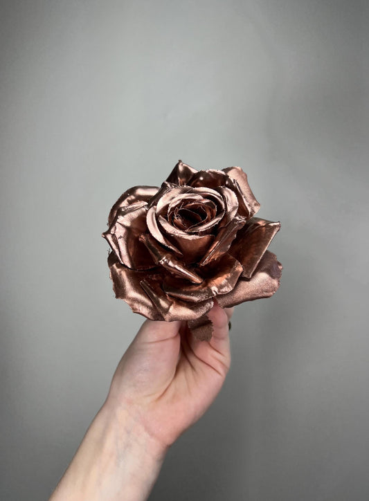 Rose Gold Flower Heads Wedding Rose Gold Artiticial Flowers Roses Craft Supplies Wedding Rose Gold Metalic Rose Flower Copper Artificial