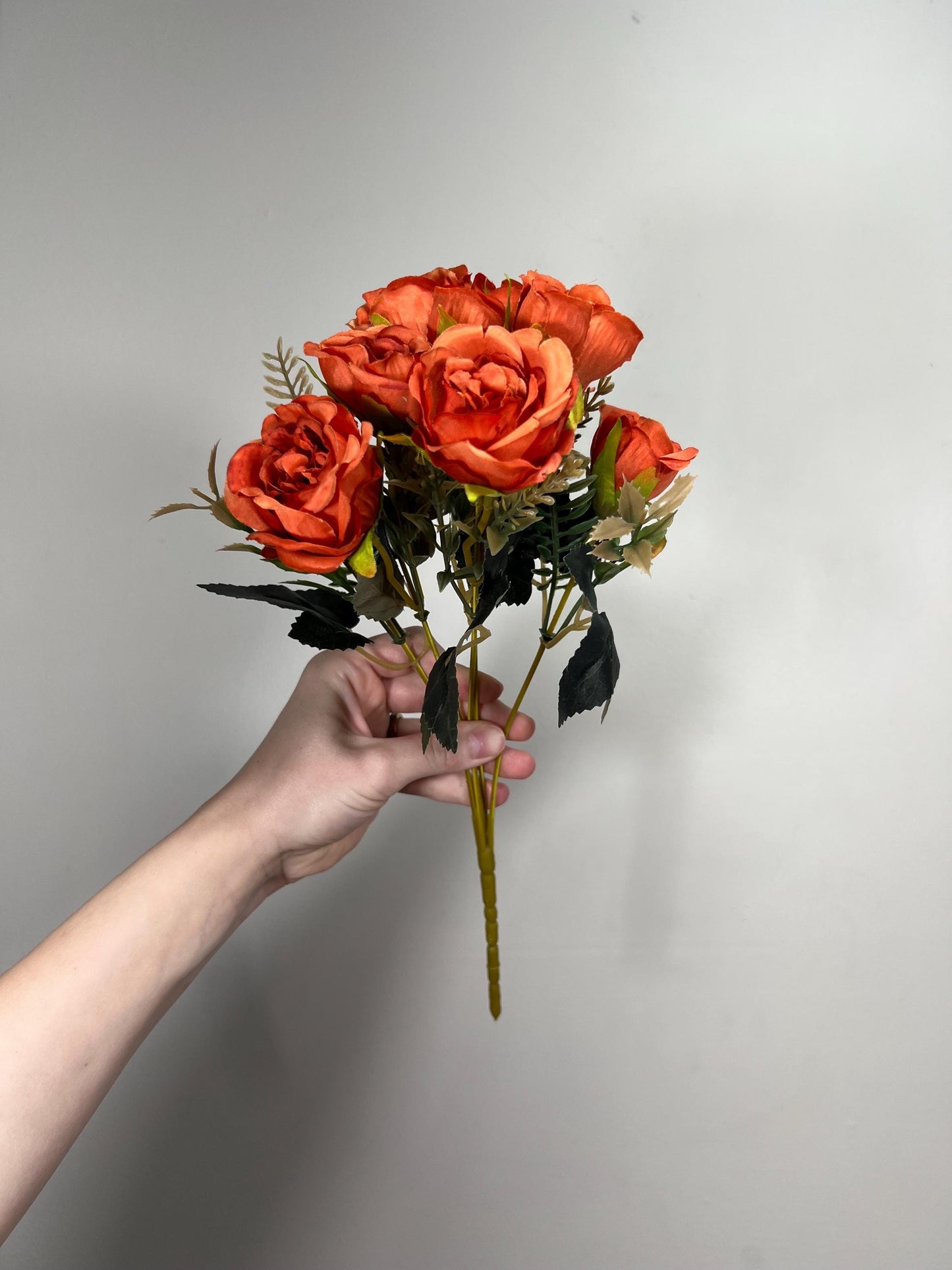 Burnt Orange Artificial Rose Spray 1 Bundle Terracotta Silk Roses DIY Bouquet Wedding Rust Flower Heads with Stems Orange Fall Flowers