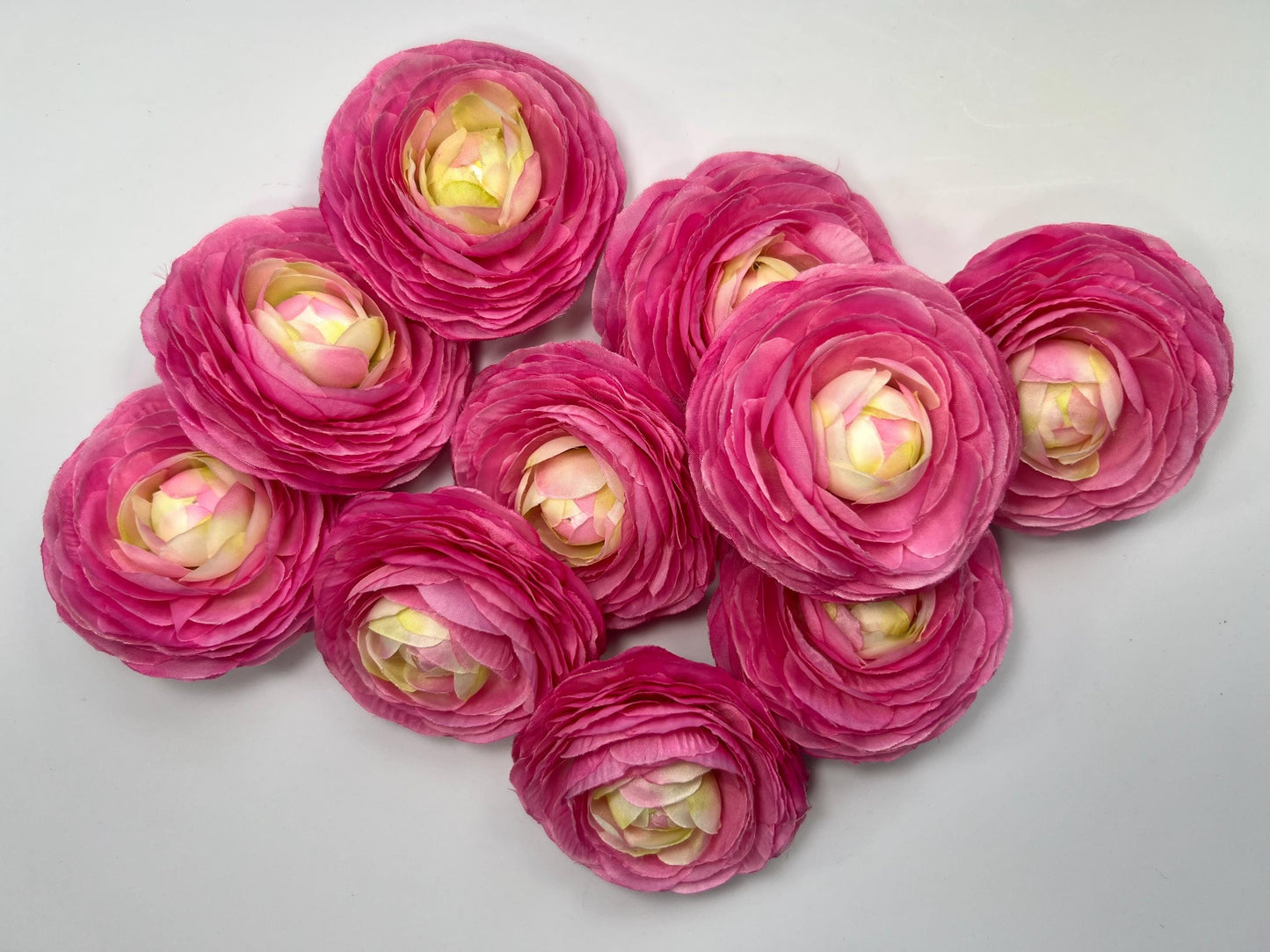 Pink Ranunculus Flower Heads Wedding Hot Pink Flowers Artificial DIY Craft Supplies Rununculus Heads Bright Pink Faux Decor Silk Flowers