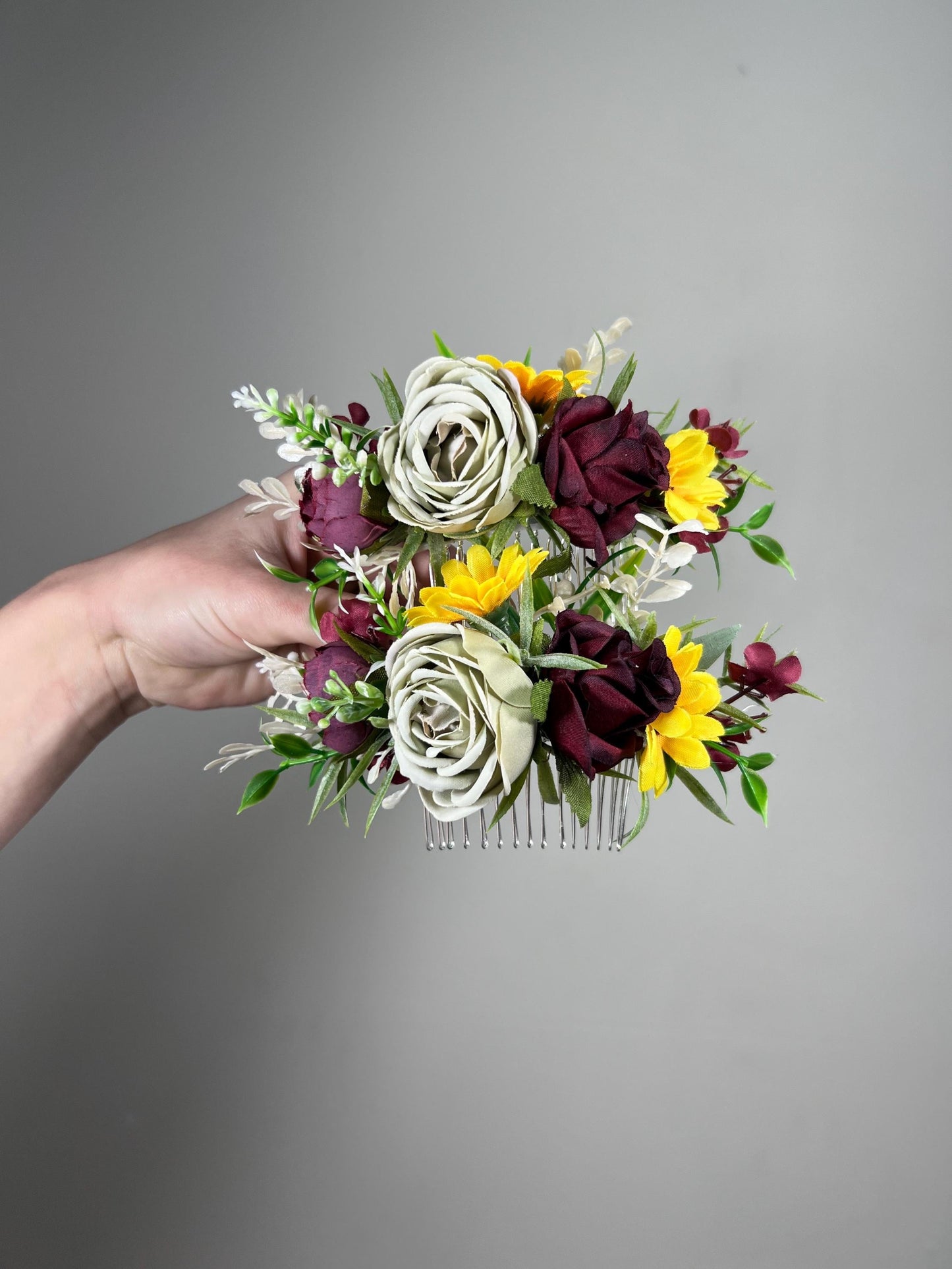 Sunflower Flower Crown Wedding Crown Burgundy Floral Headband Flower Sunflowers Burgundy Sage Green Crown Sunflower Flower Wreath Crown
