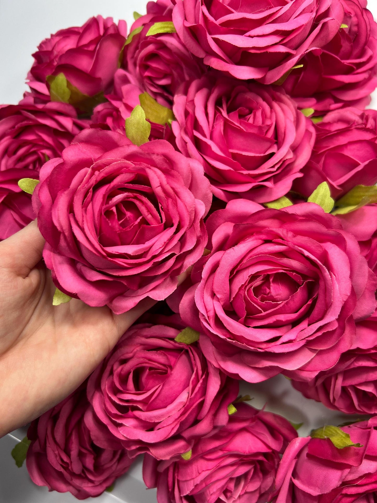 Hot Pink Flower Heads Wedding Fuchsia Artificial Flowers Wedding Pink Rose Head Silk Home Decor Magenta Flower Heads Artificial Hot Pink